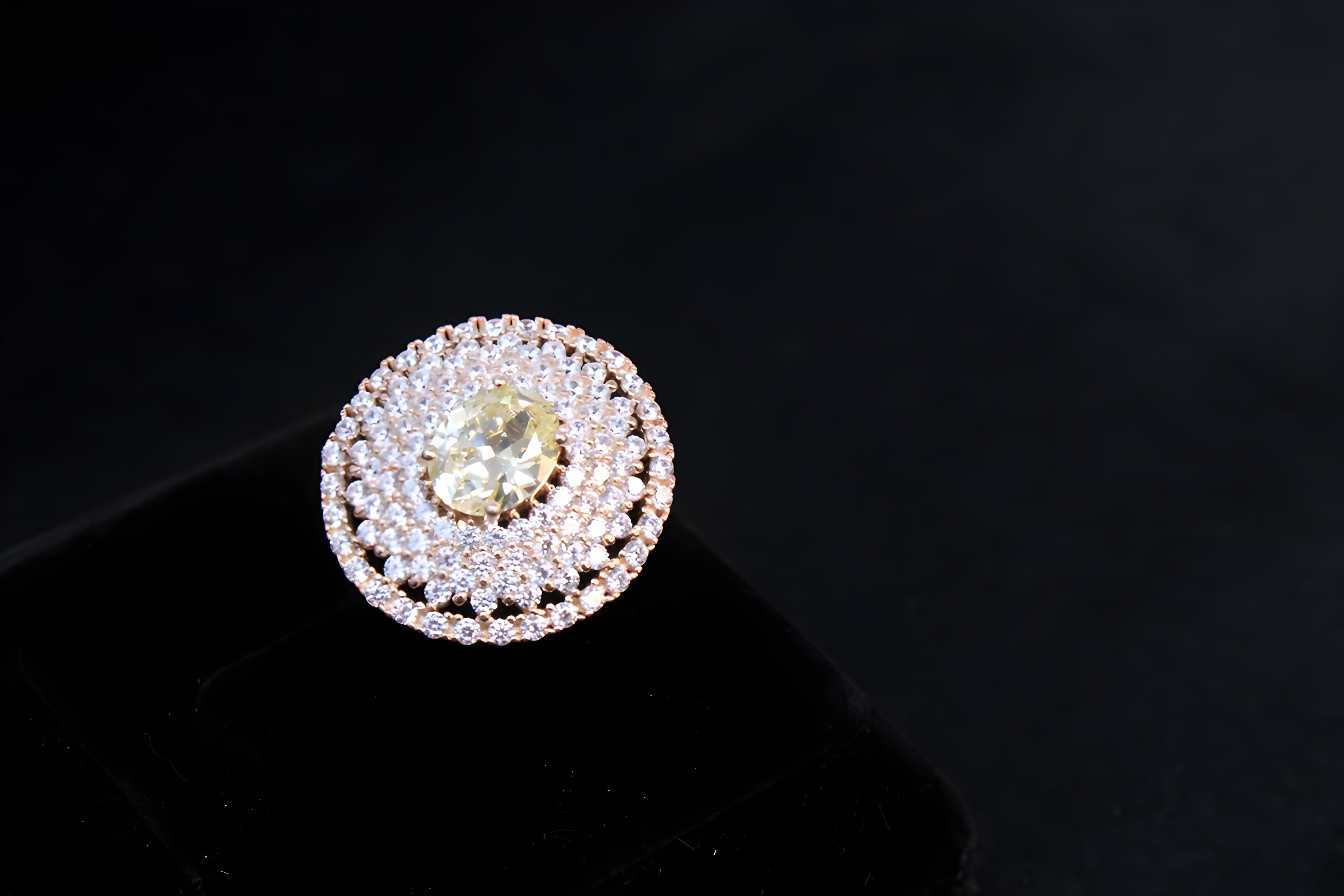 Copper Gold Blossom VeeLux Premium Crystal Ring