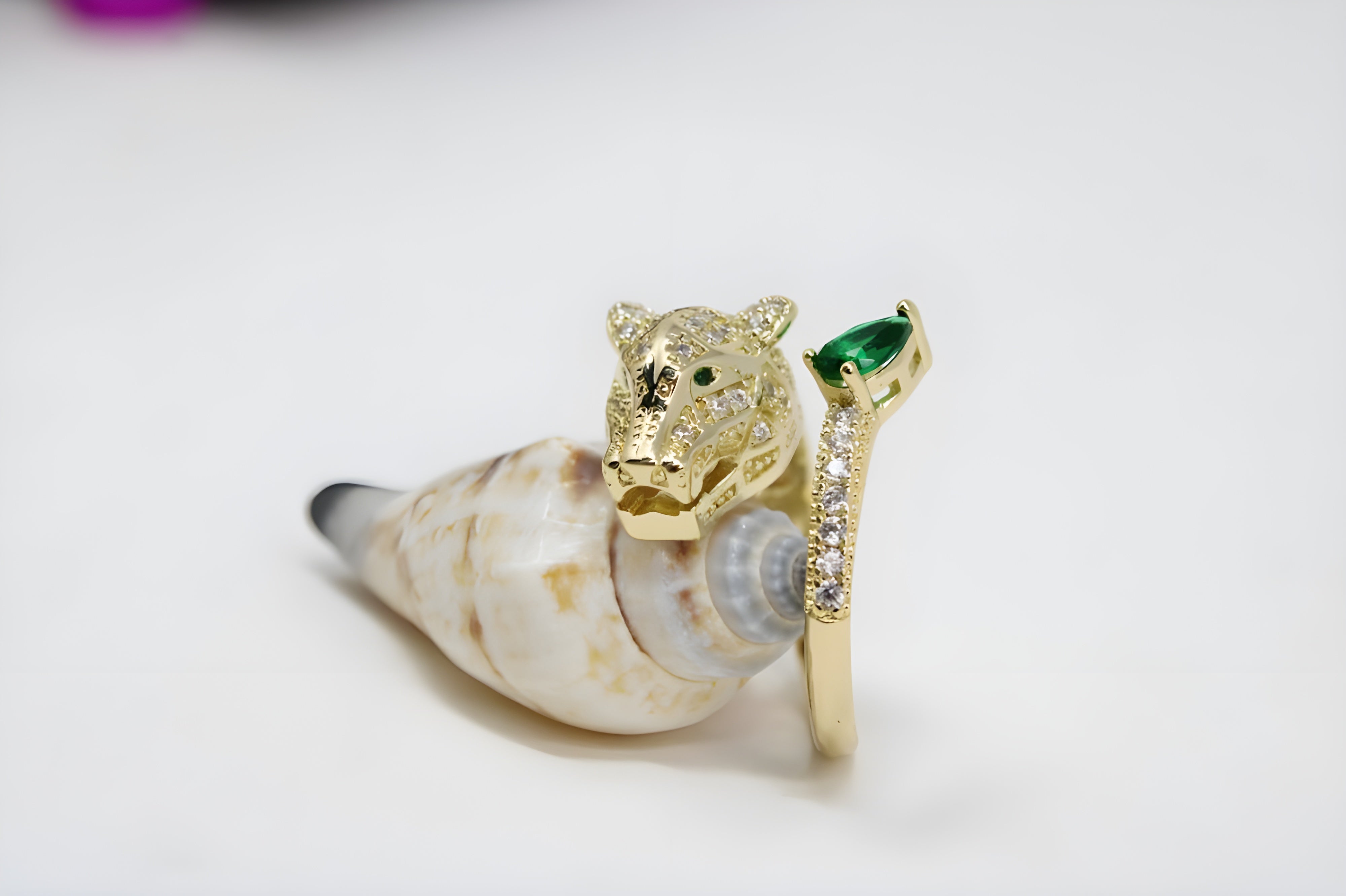 Golden & Silver Tiger Crystal Ring