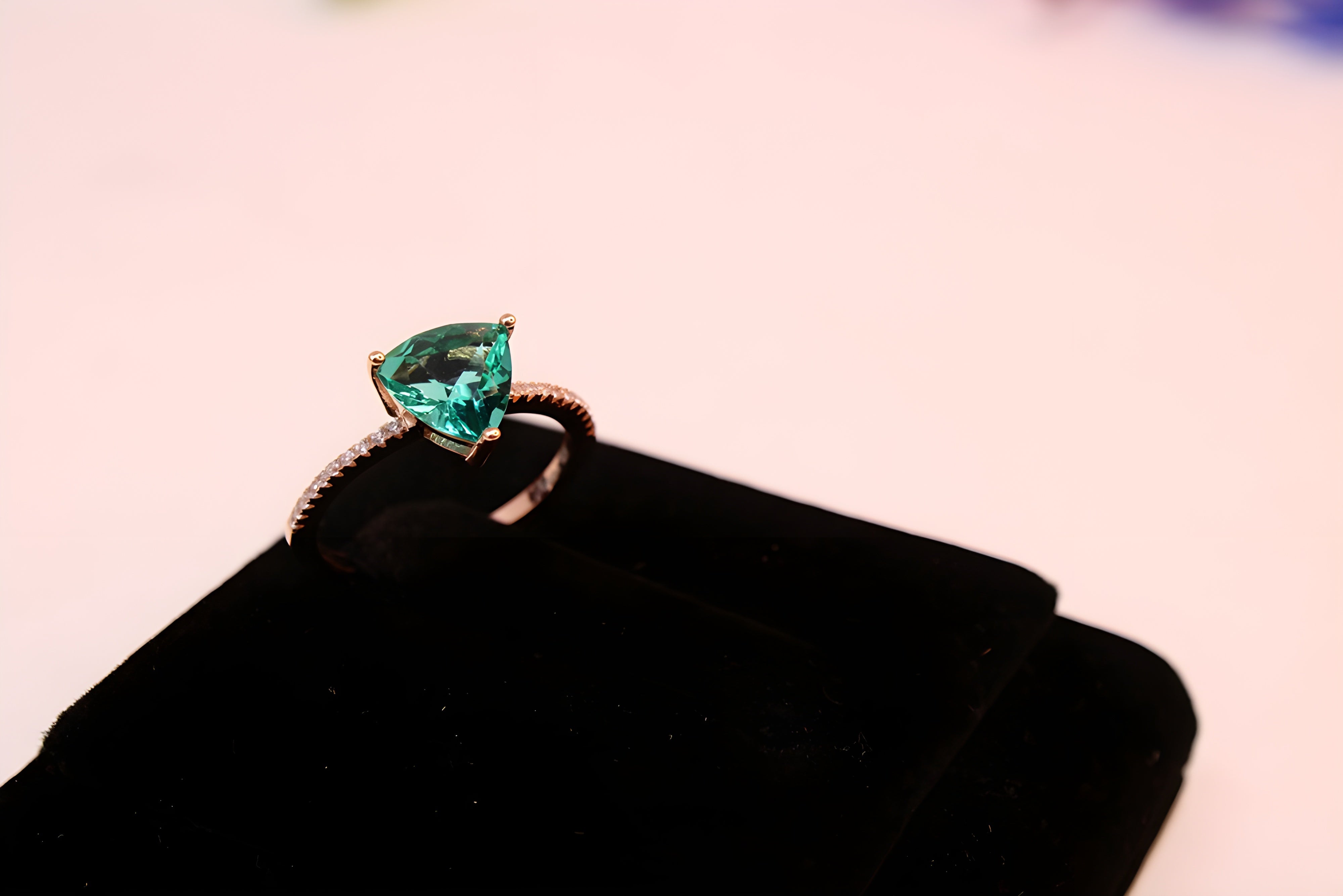 Copper Gold Radiance Triangular Swarovski Crystal Ring