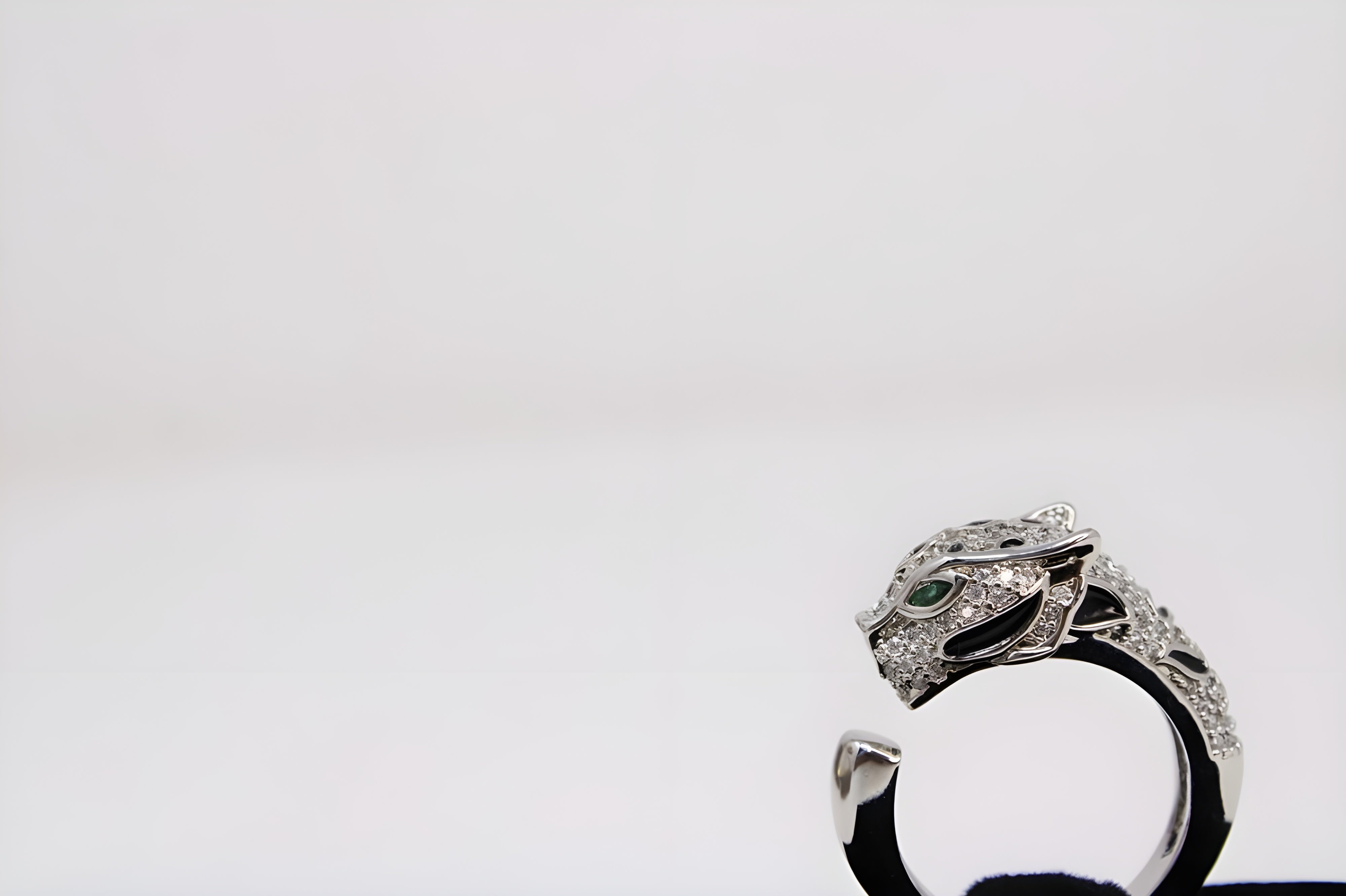 Fierce Elegance Tiger Crystal Silver Ring