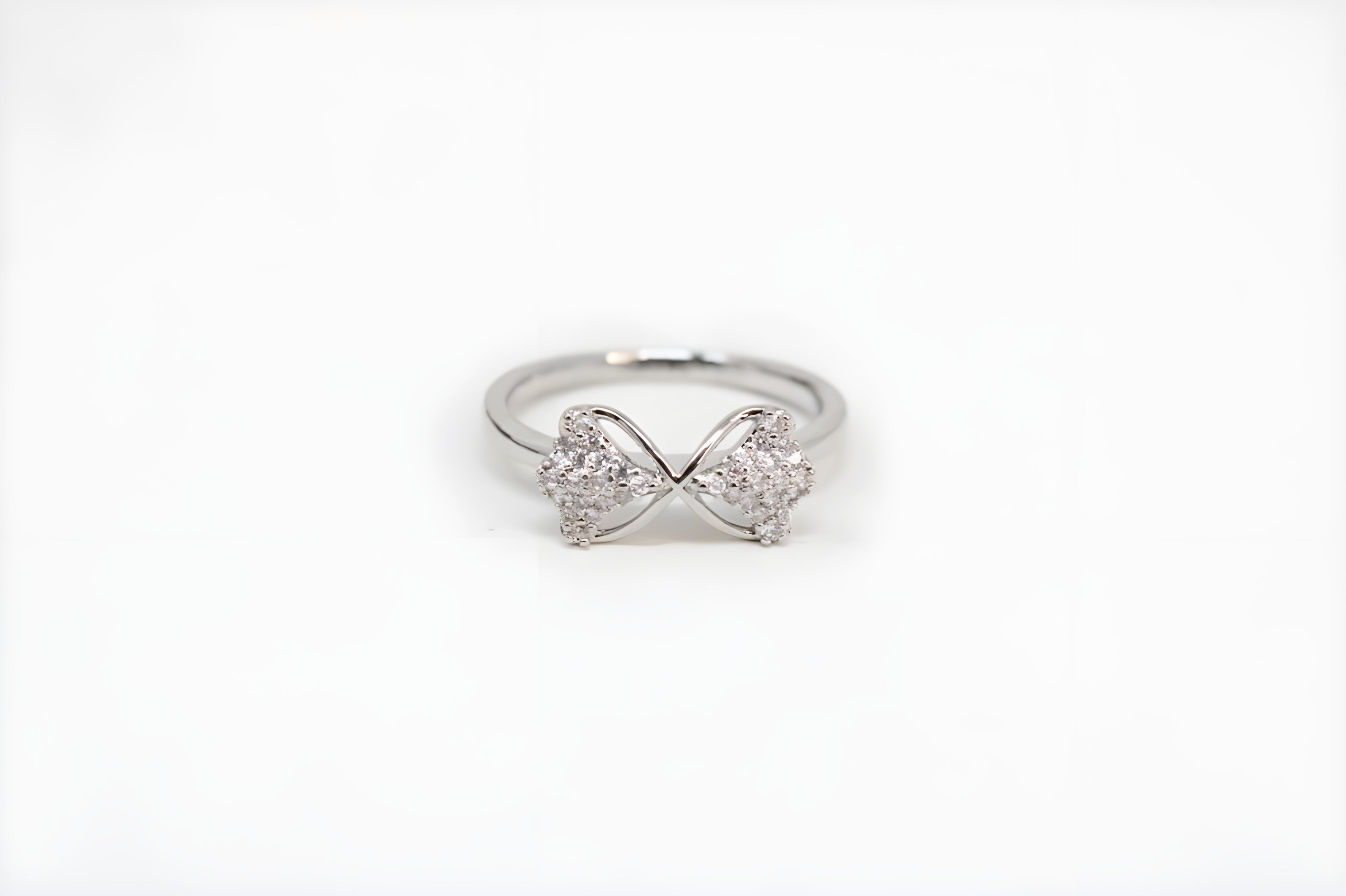 Radiant Bow Crystal Silver Ring