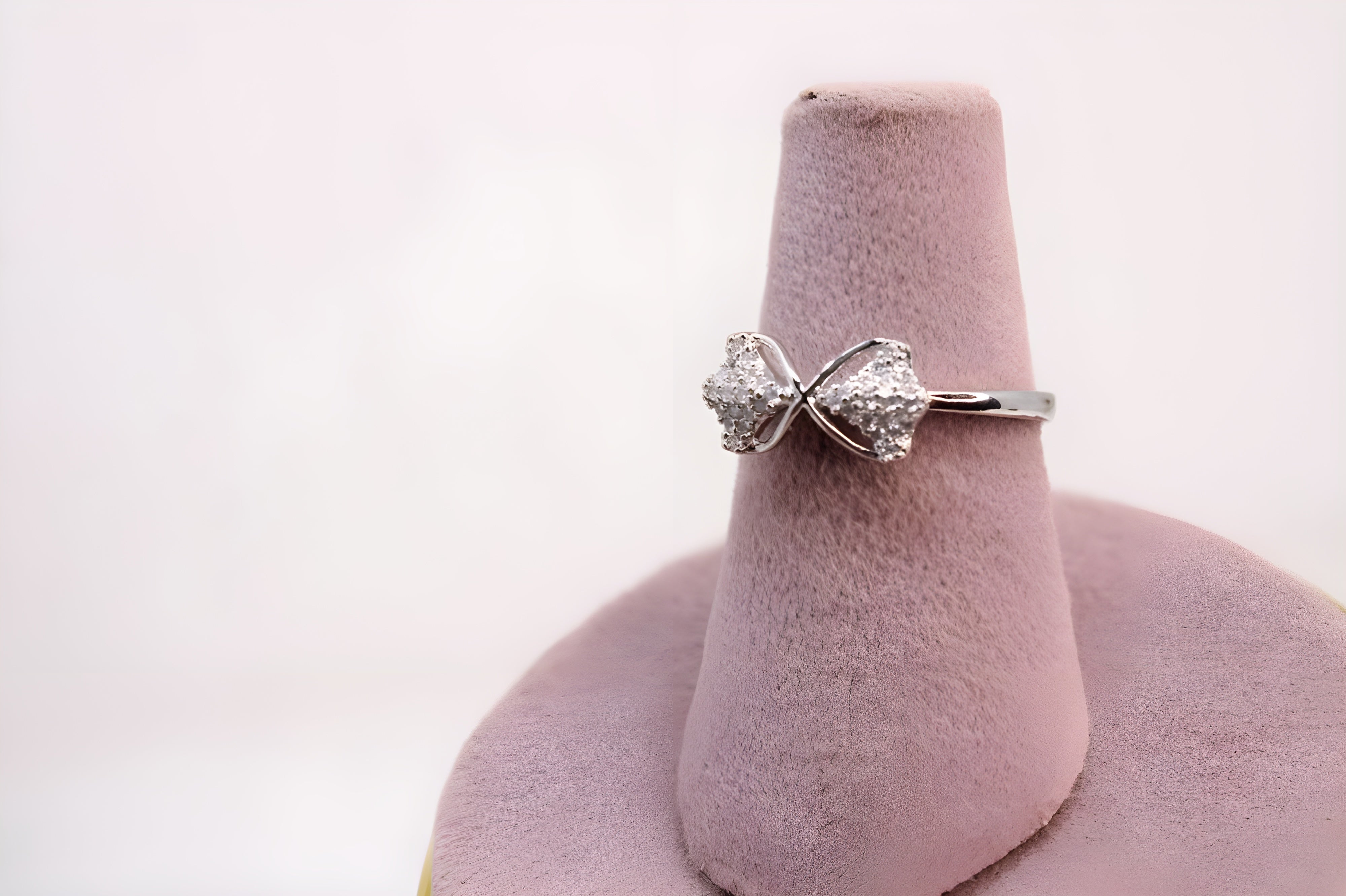 Radiant Bow Crystal Silver Ring