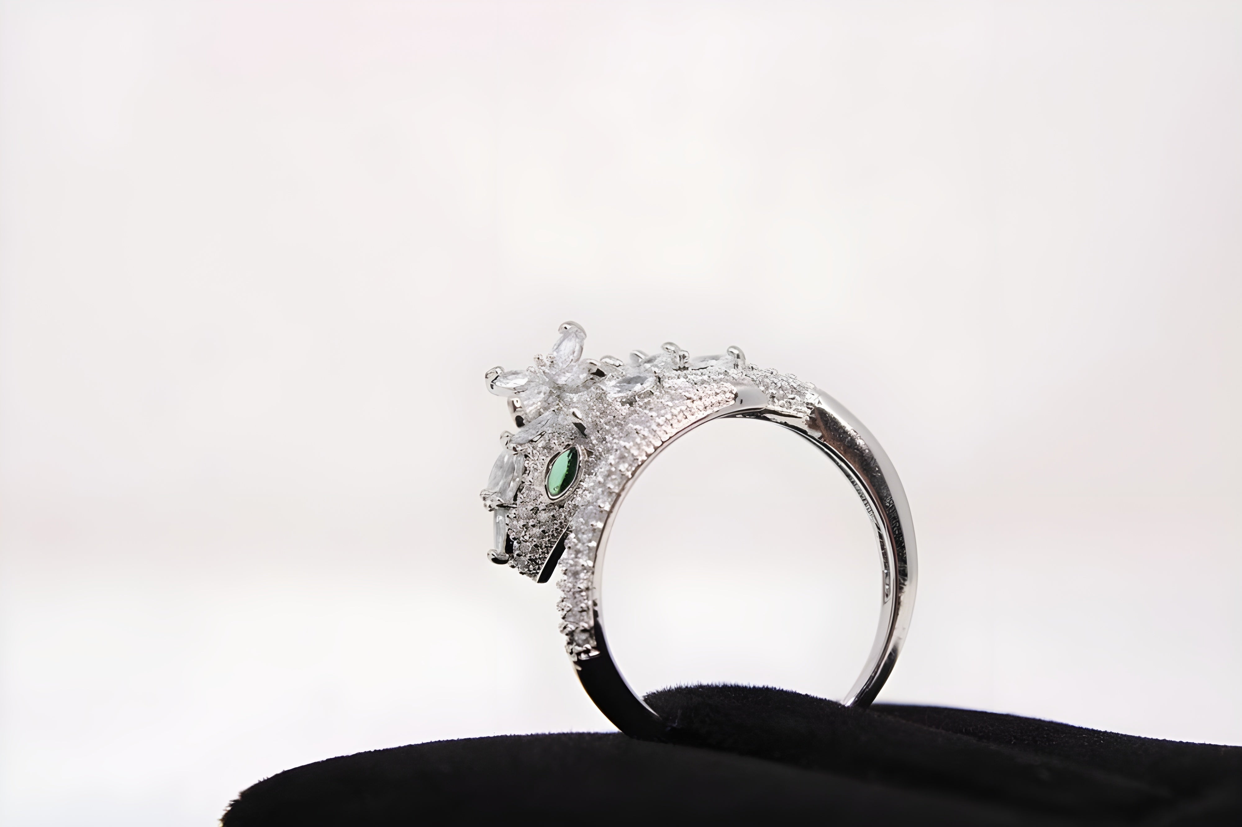 Serpent Elegance Crystal Silver Ring