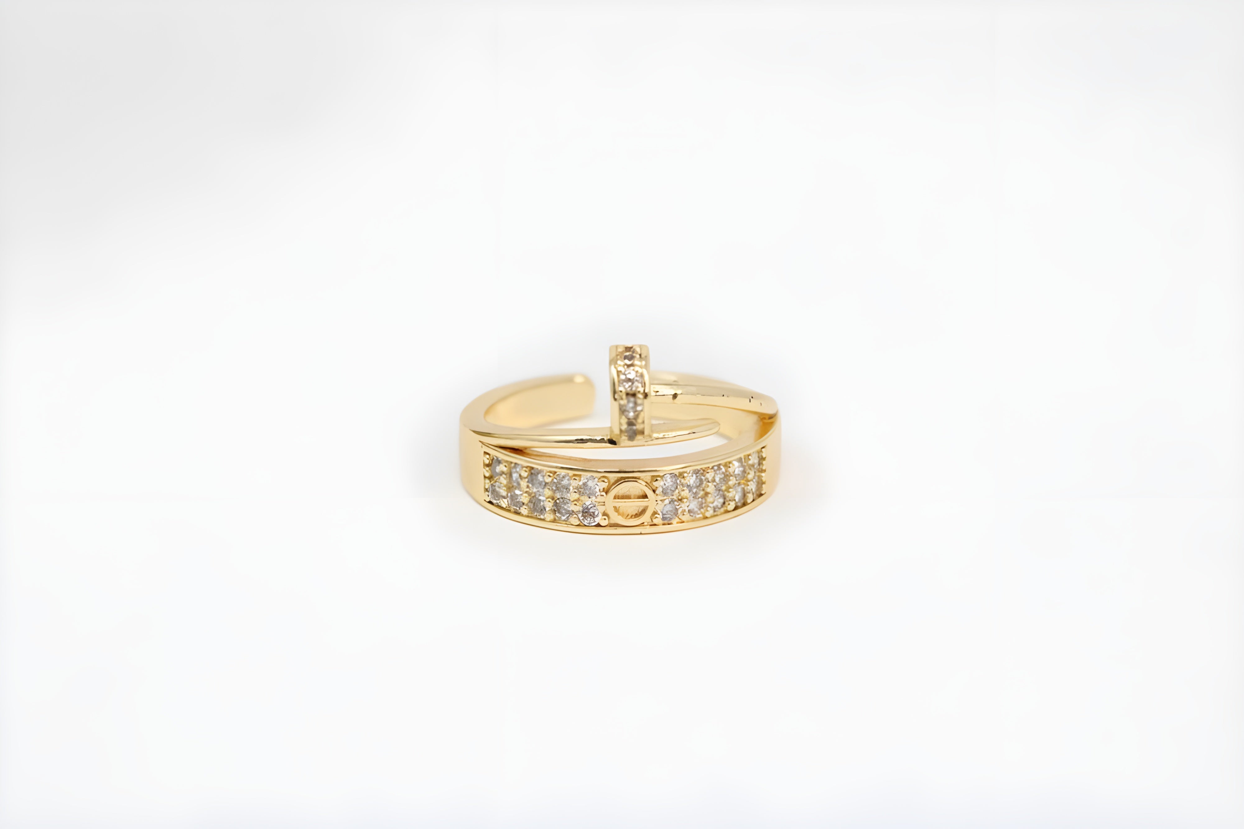 Golden & Silver Dual Crystal Ring