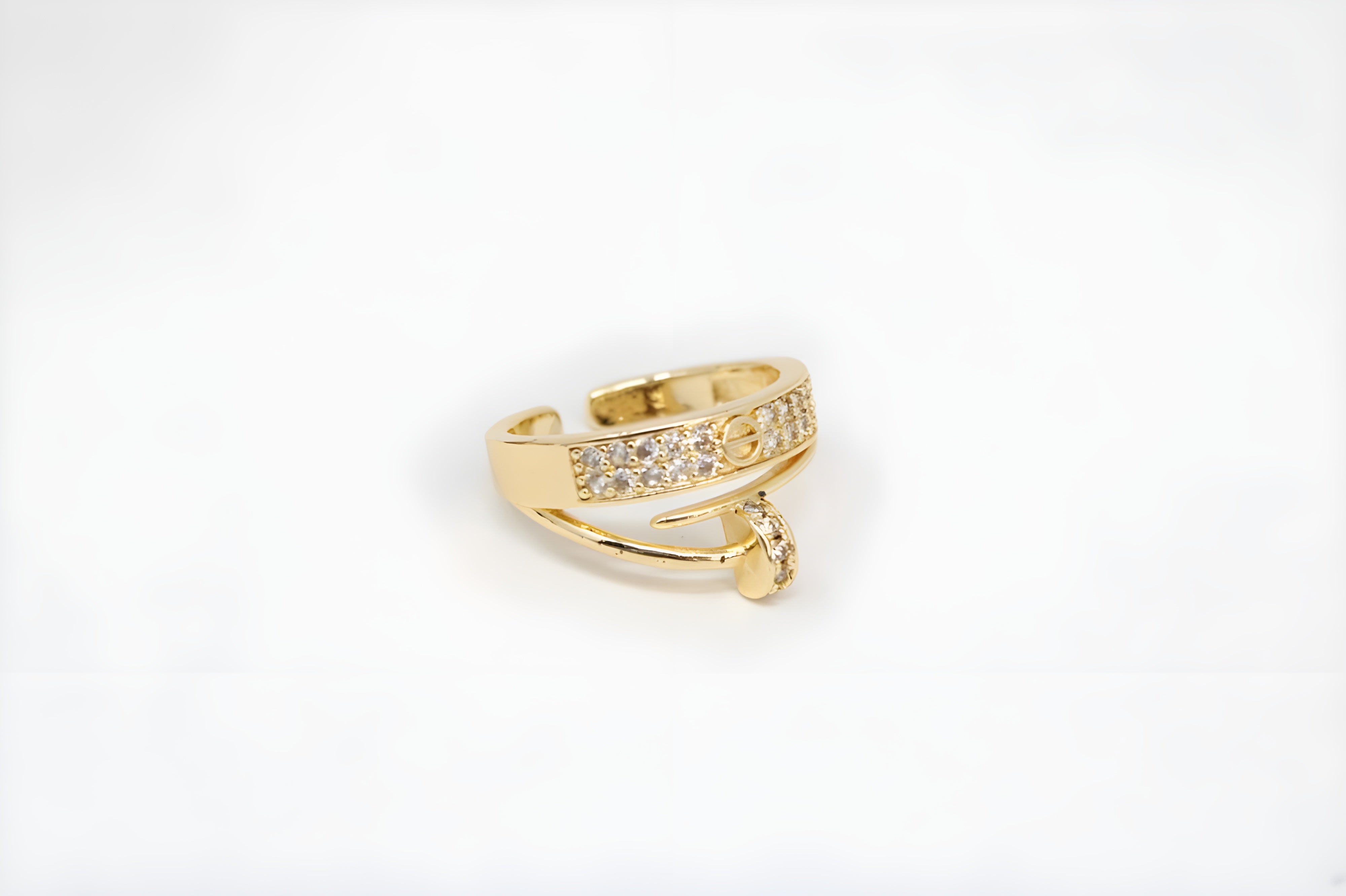 Golden & Silver Dual Crystal Ring