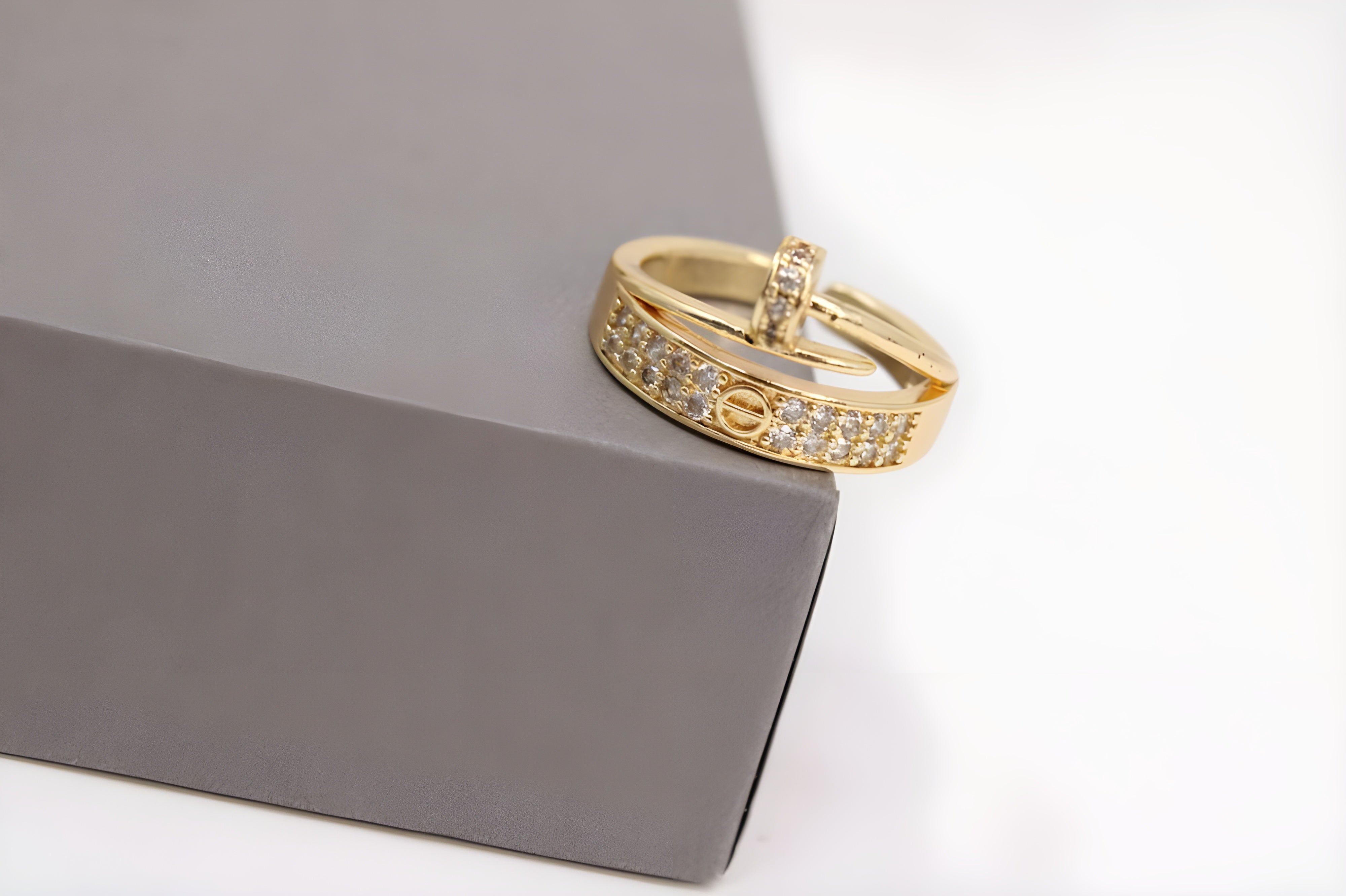 Golden & Silver Dual Crystal Ring