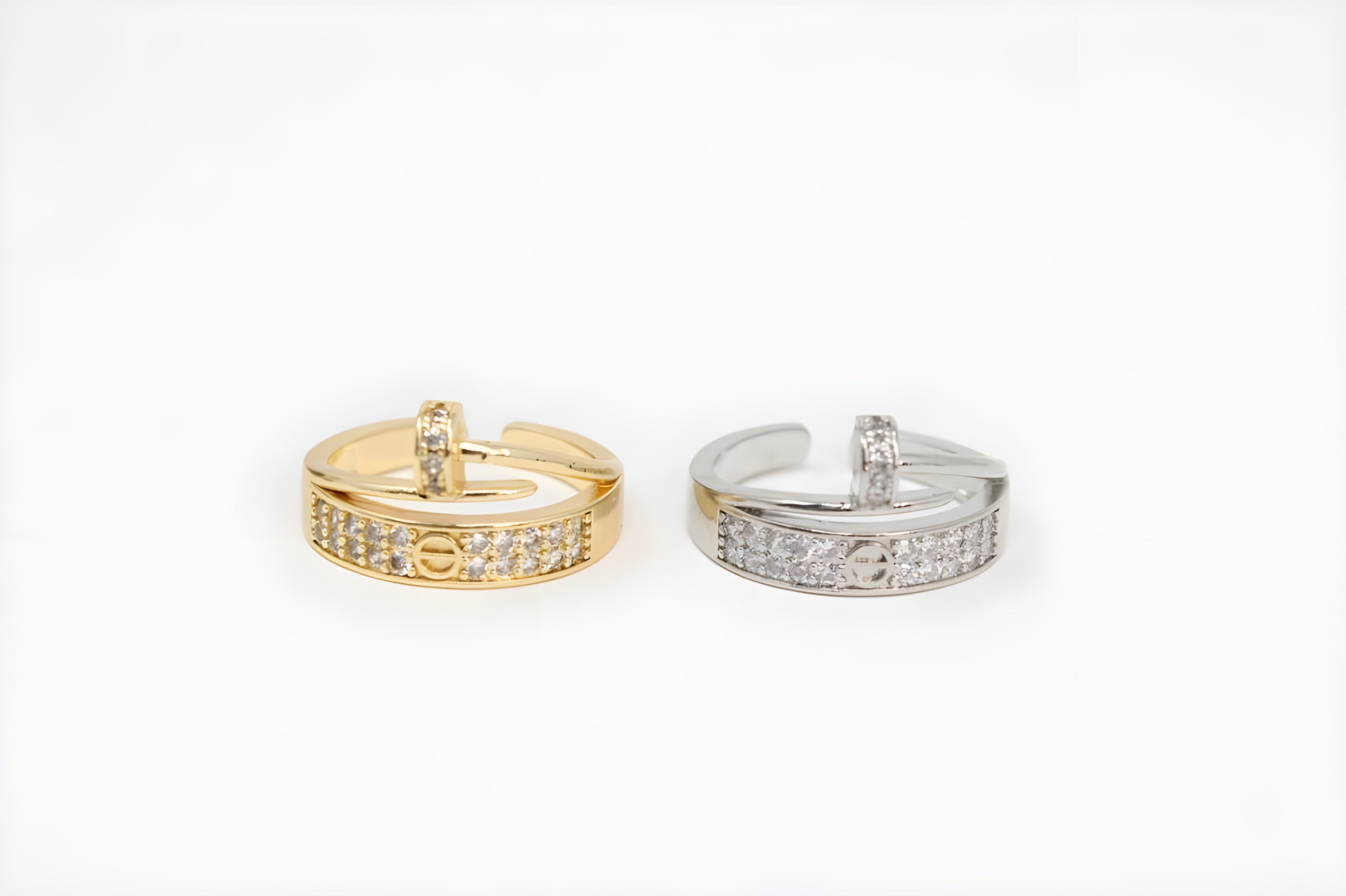 Golden & Silver Dual Crystal Ring