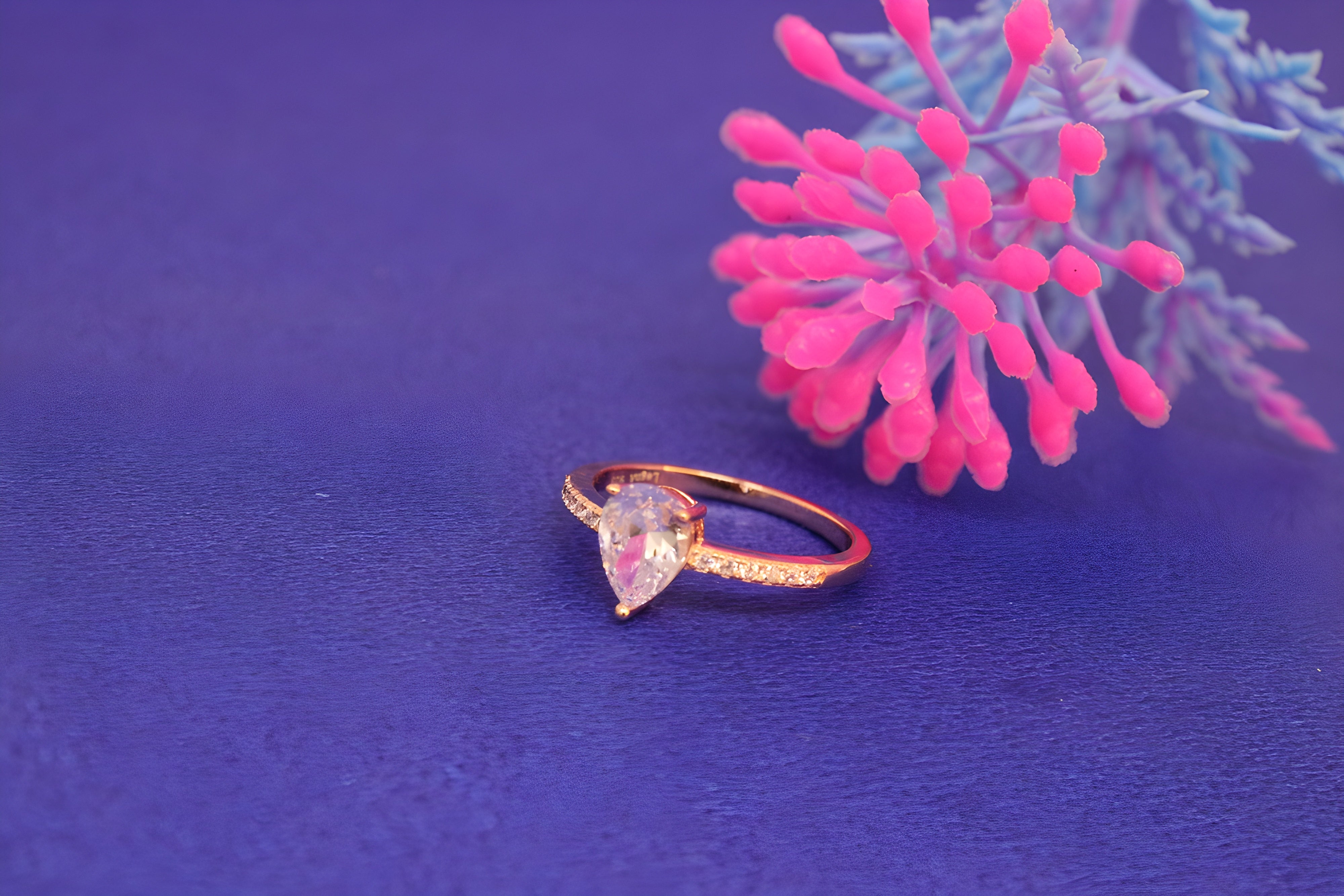 Copper Gold Prism VeeLux Premium Crystal Ring