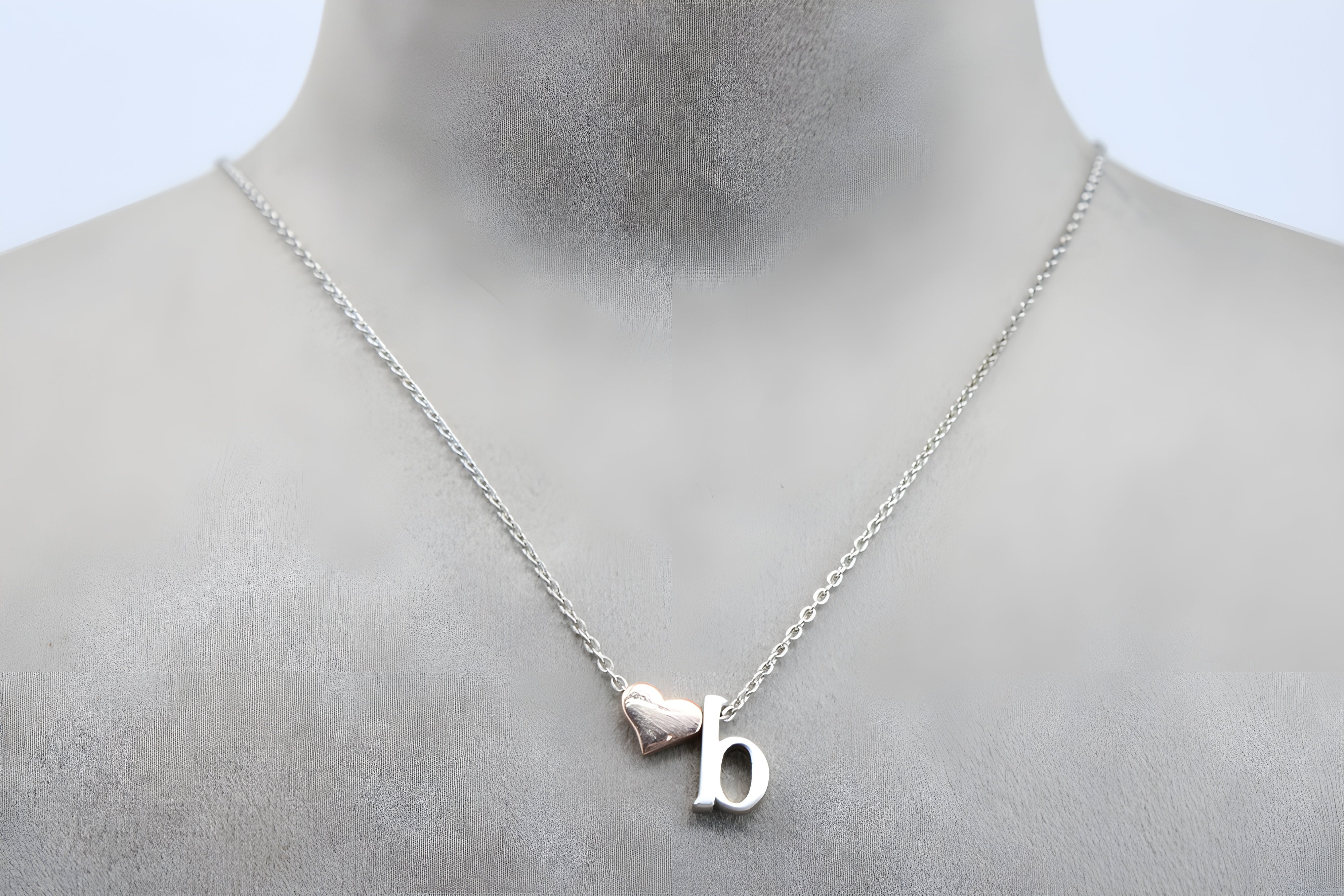Beloved Initial Sterling Silver Heart Pendant with Swarovski Crystals