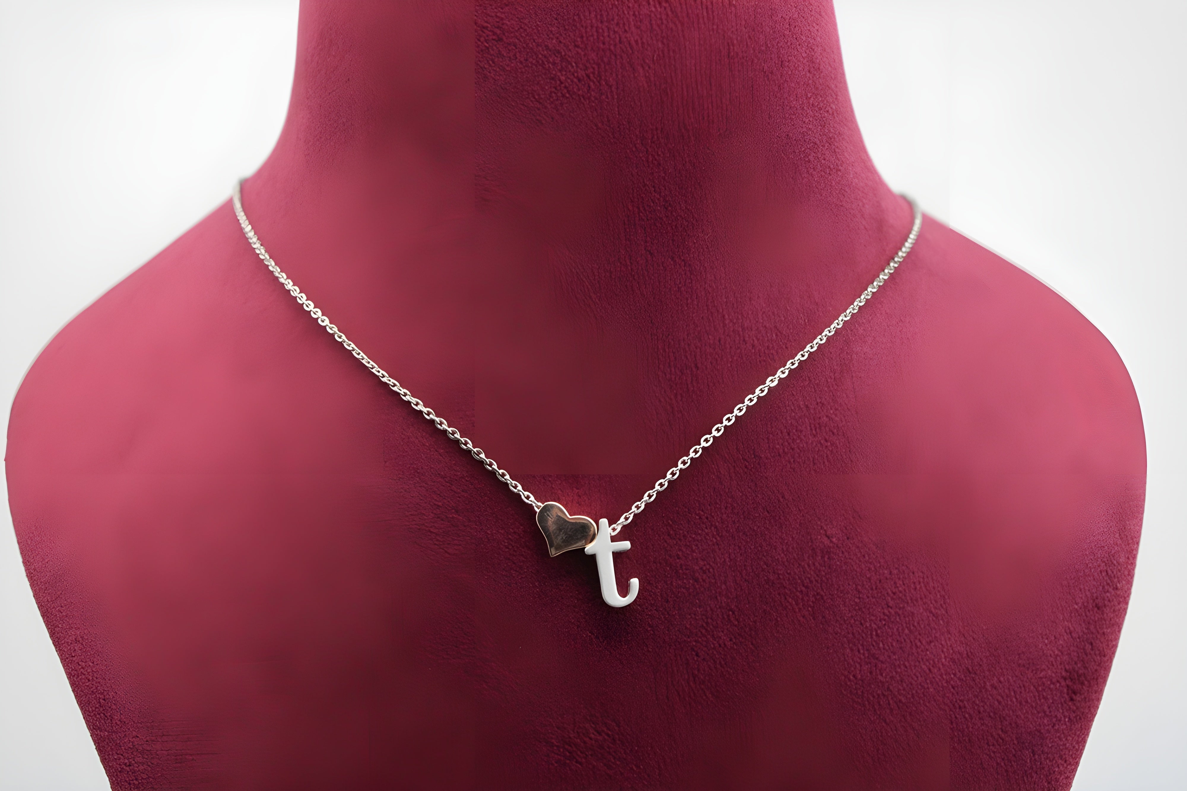 Treasured Initial Sterling Silver Heart Pendant with VeeLux Premium Crystals