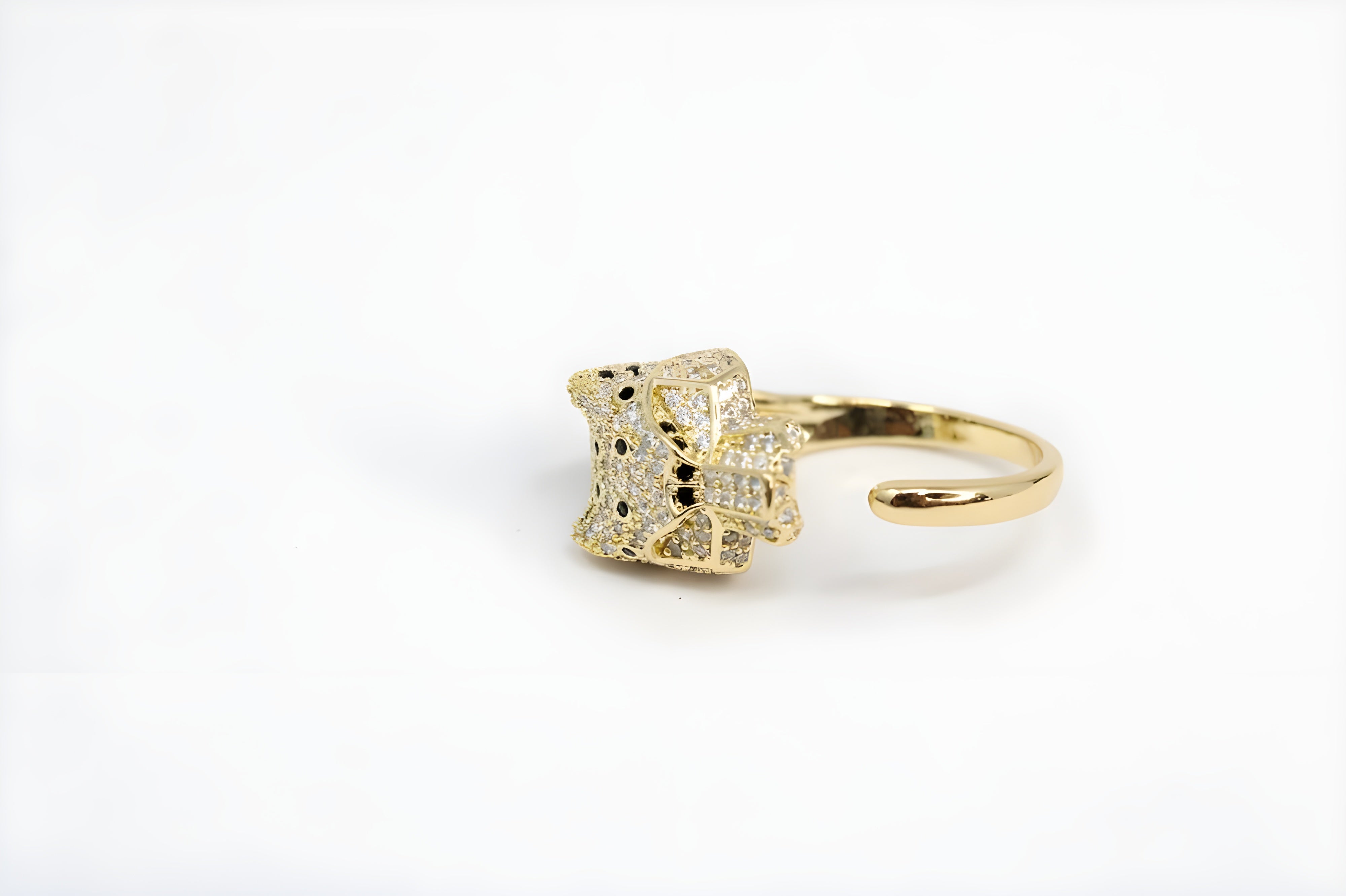 Golden & Silver Panther Crystal Ring