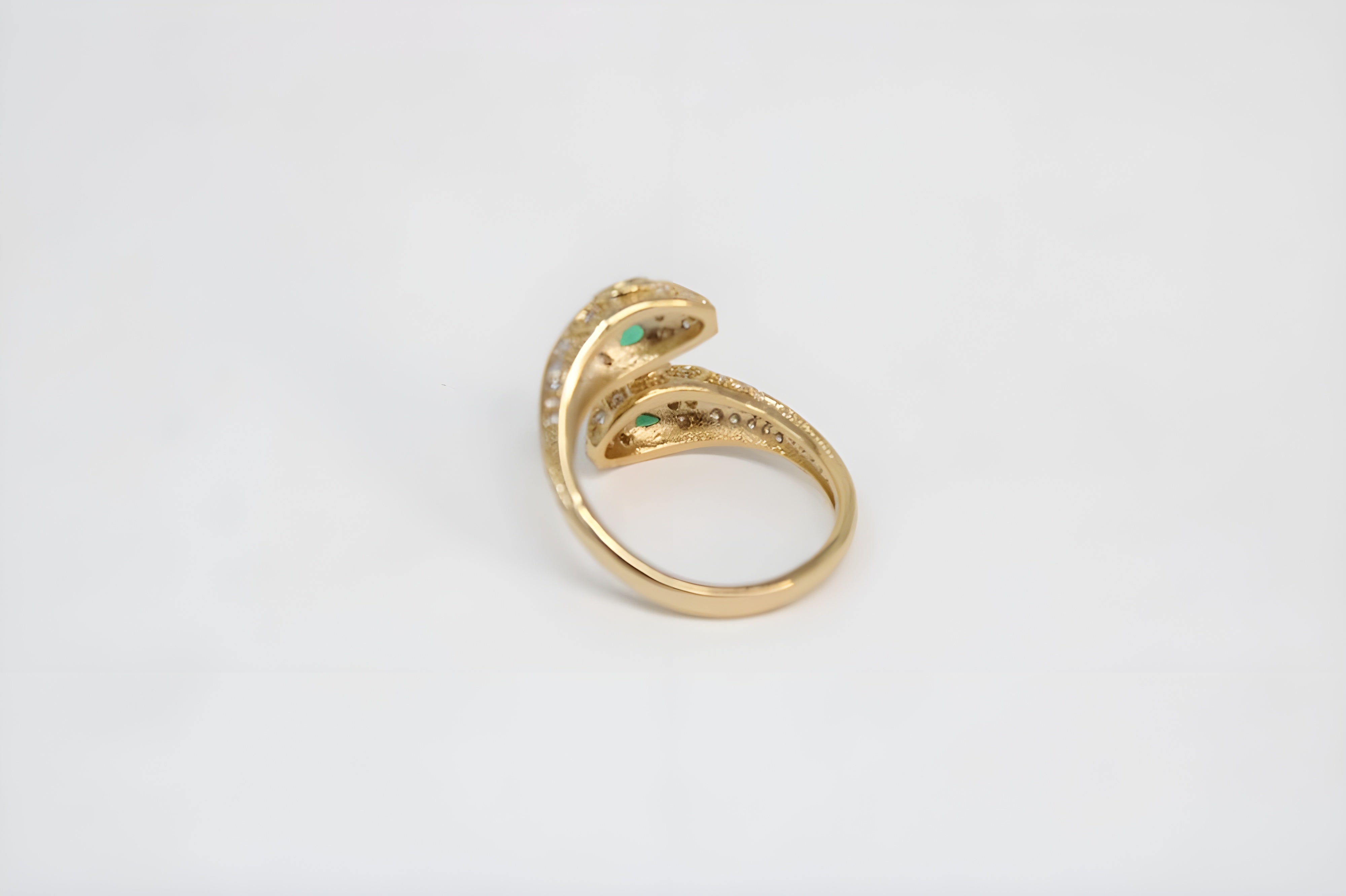 Golden & Silver Serpent Crystal Ring