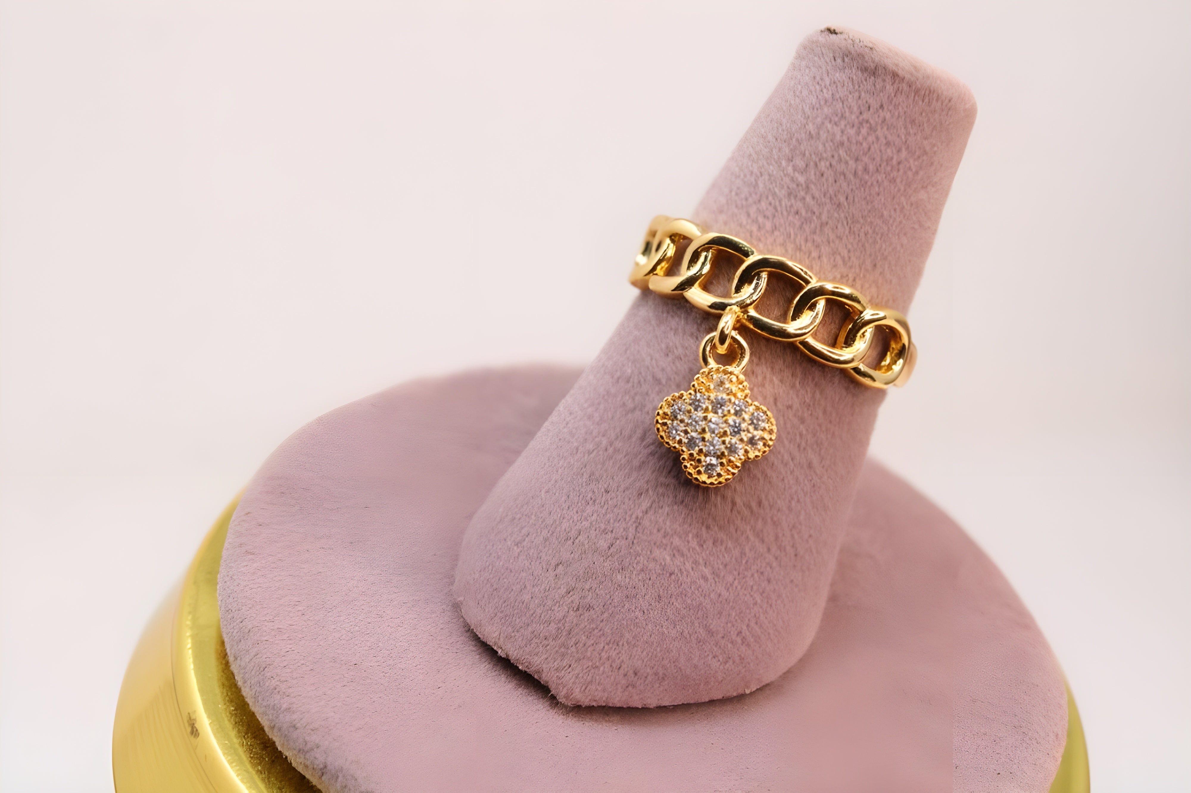 Golden & Silver Lucky Leaf Chain Ring