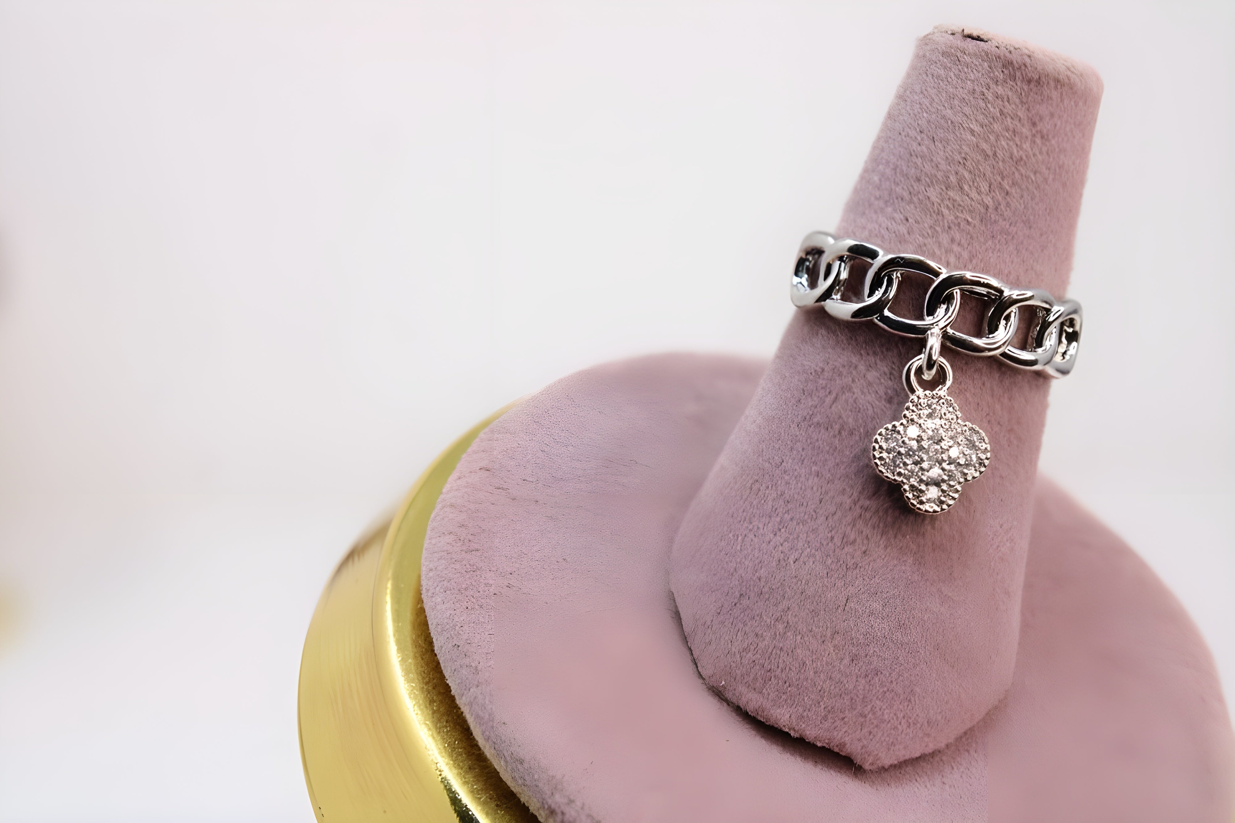 Golden & Silver Lucky Leaf Chain Ring