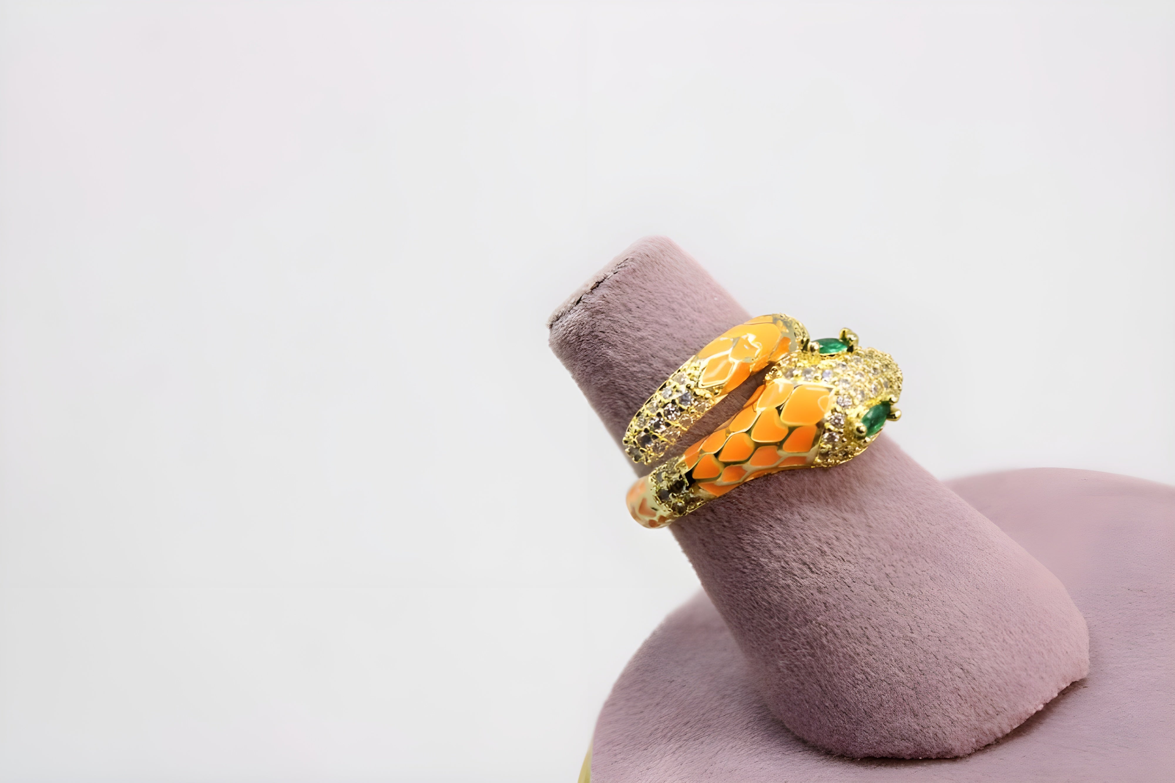 Golden Serpent Crystal Ring