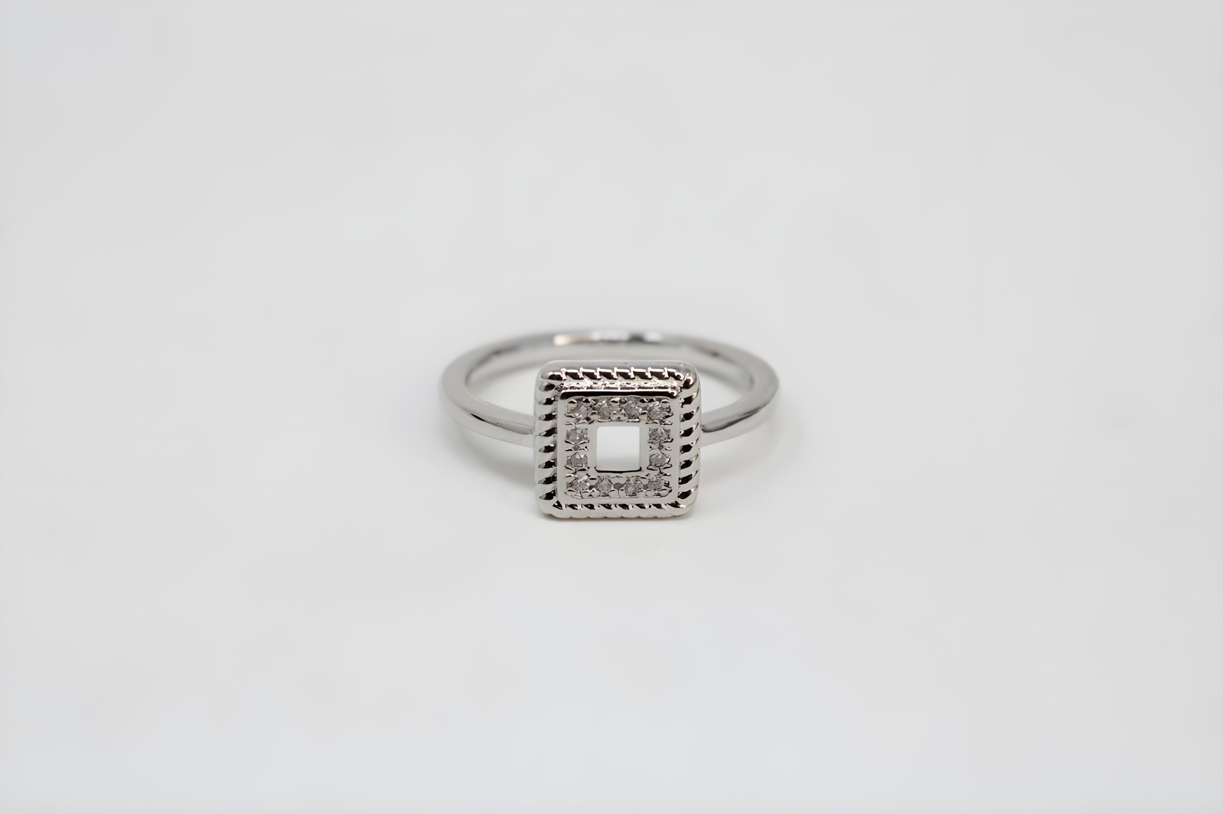 Radiant Rectangular Crystal Silver Ring