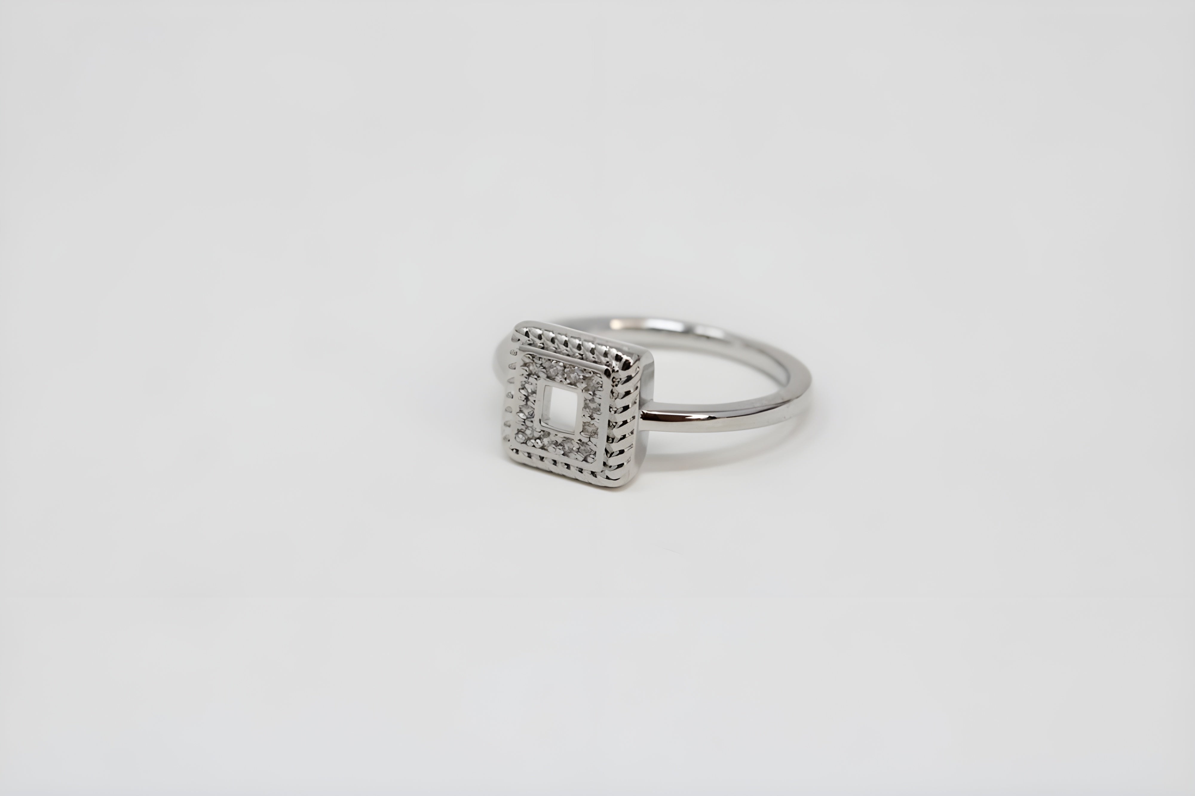 Radiant Rectangular Crystal Silver Ring