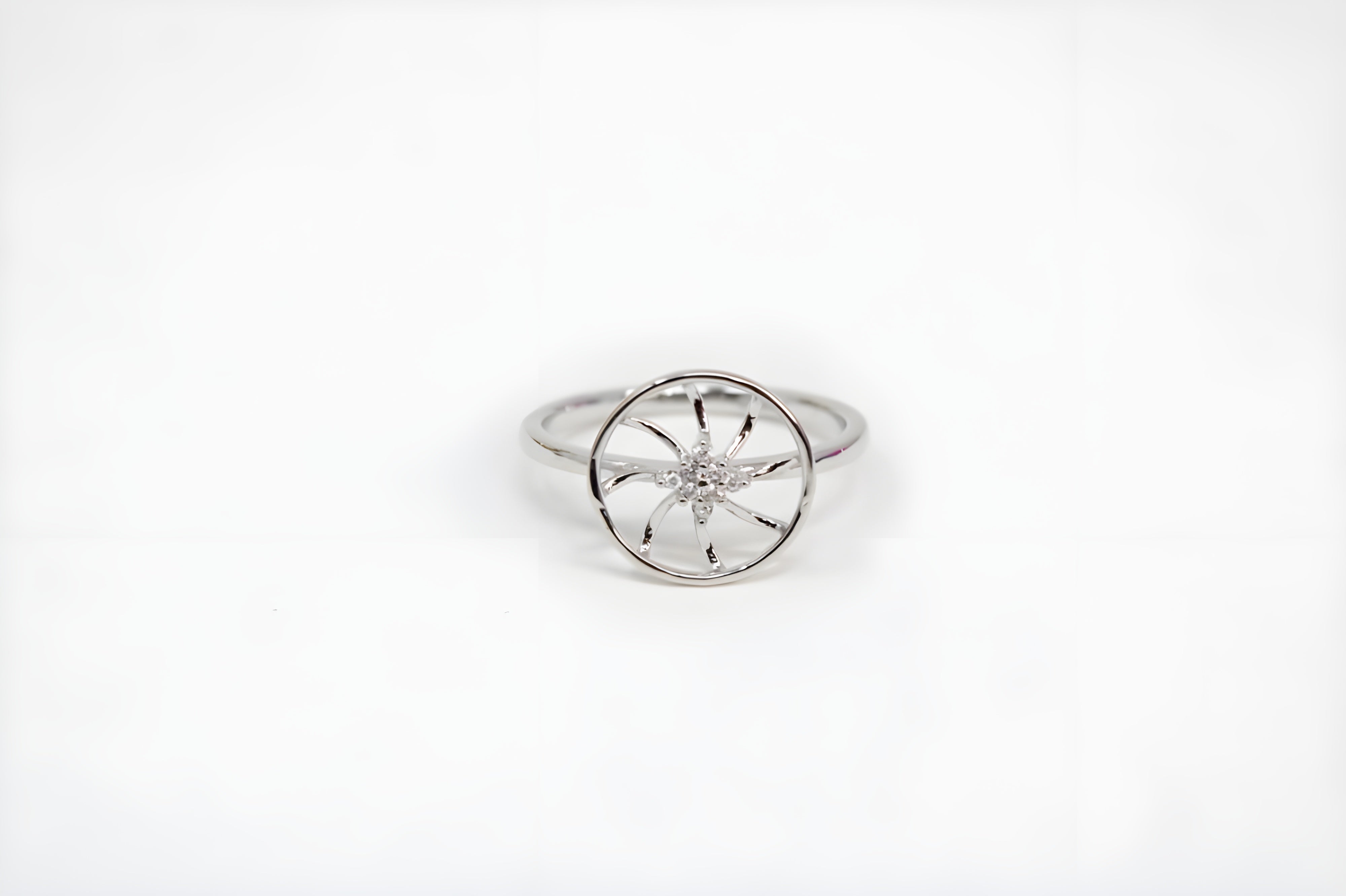 Sun Rays Silver Crystal Ring