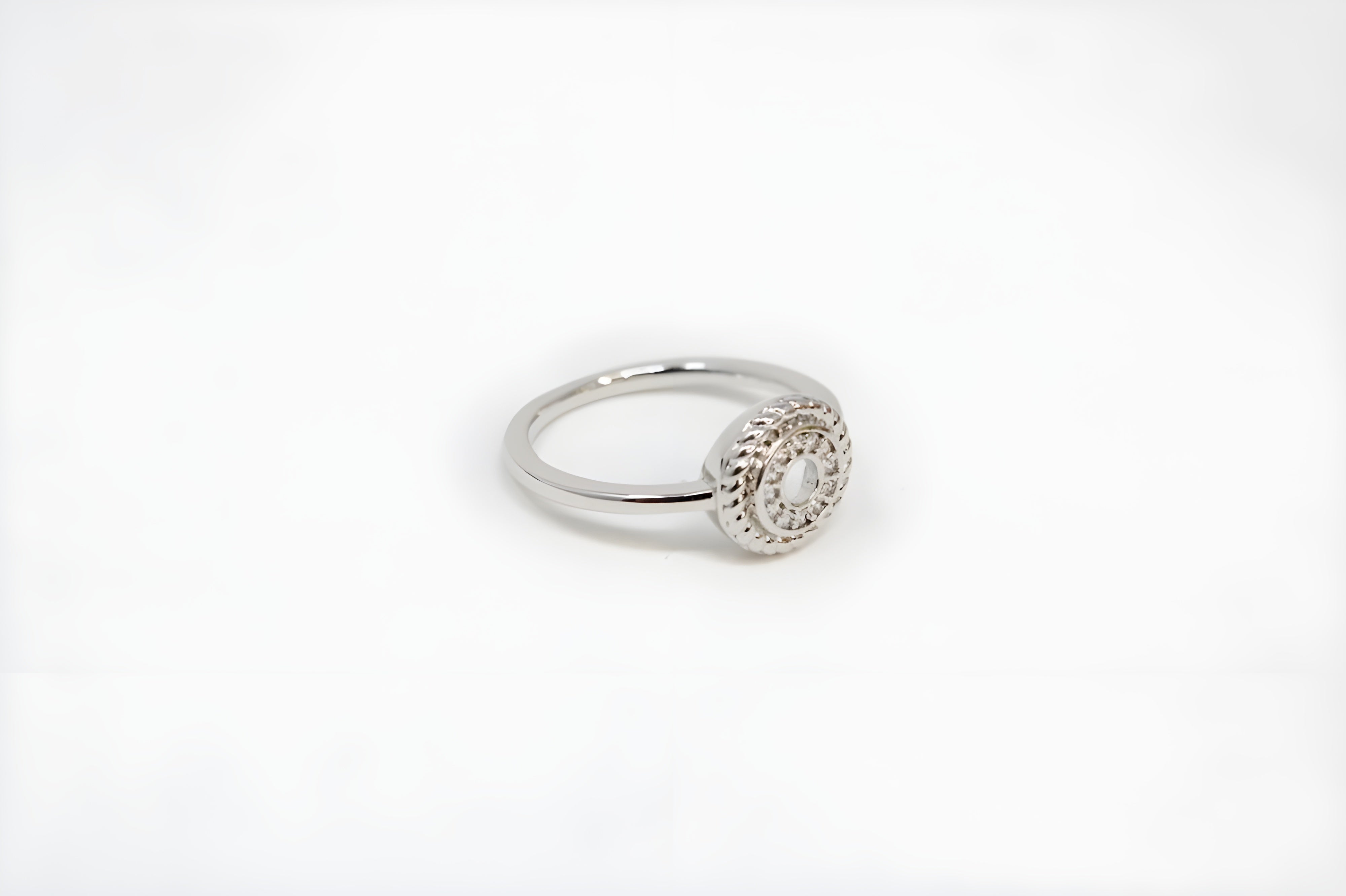 Hollow Crystal Silver Ring