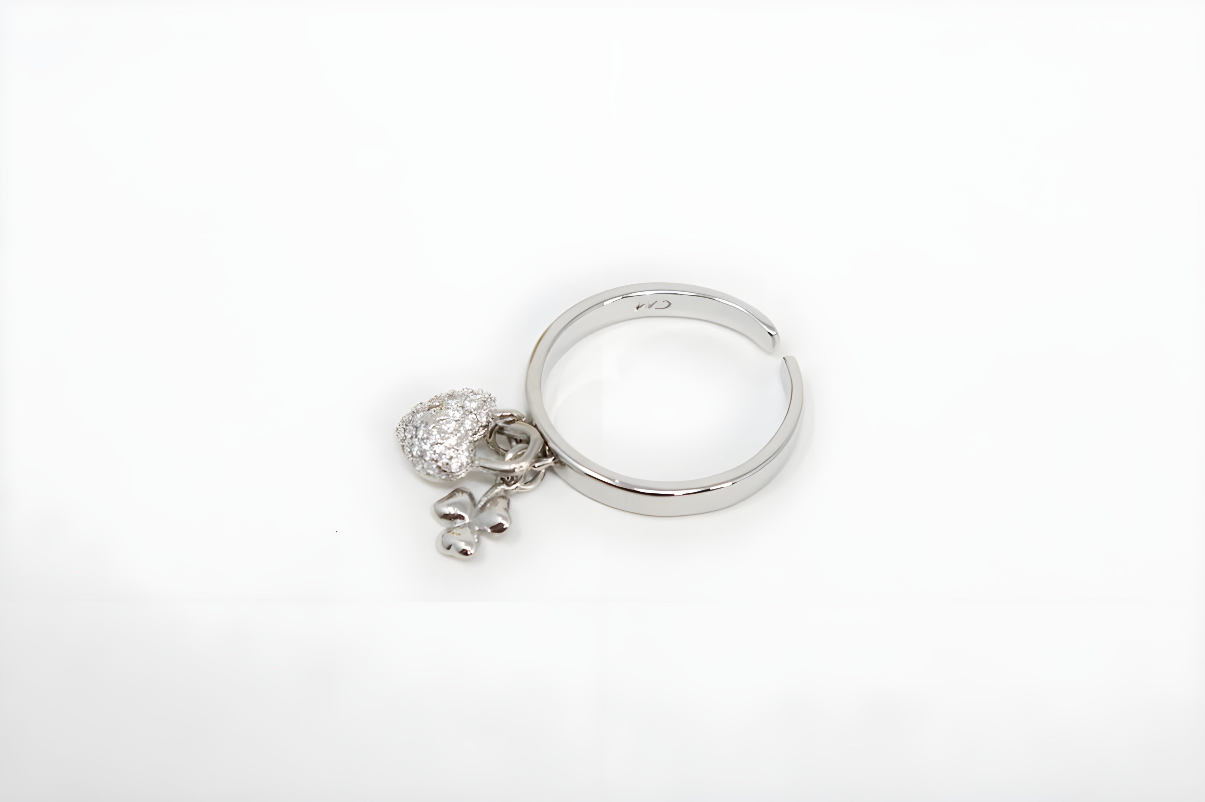 Lock and Heart Silver Crystal Ring