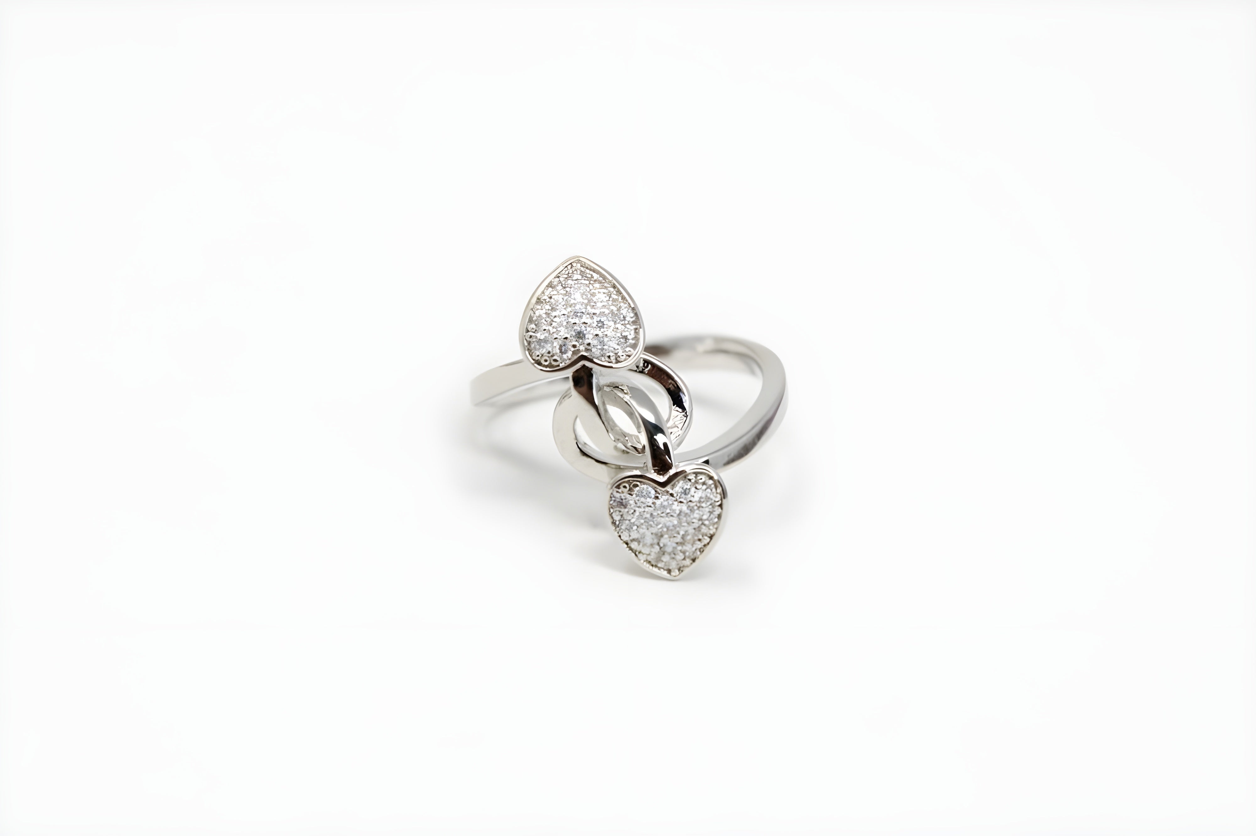 Silver Heart Crystal Ring