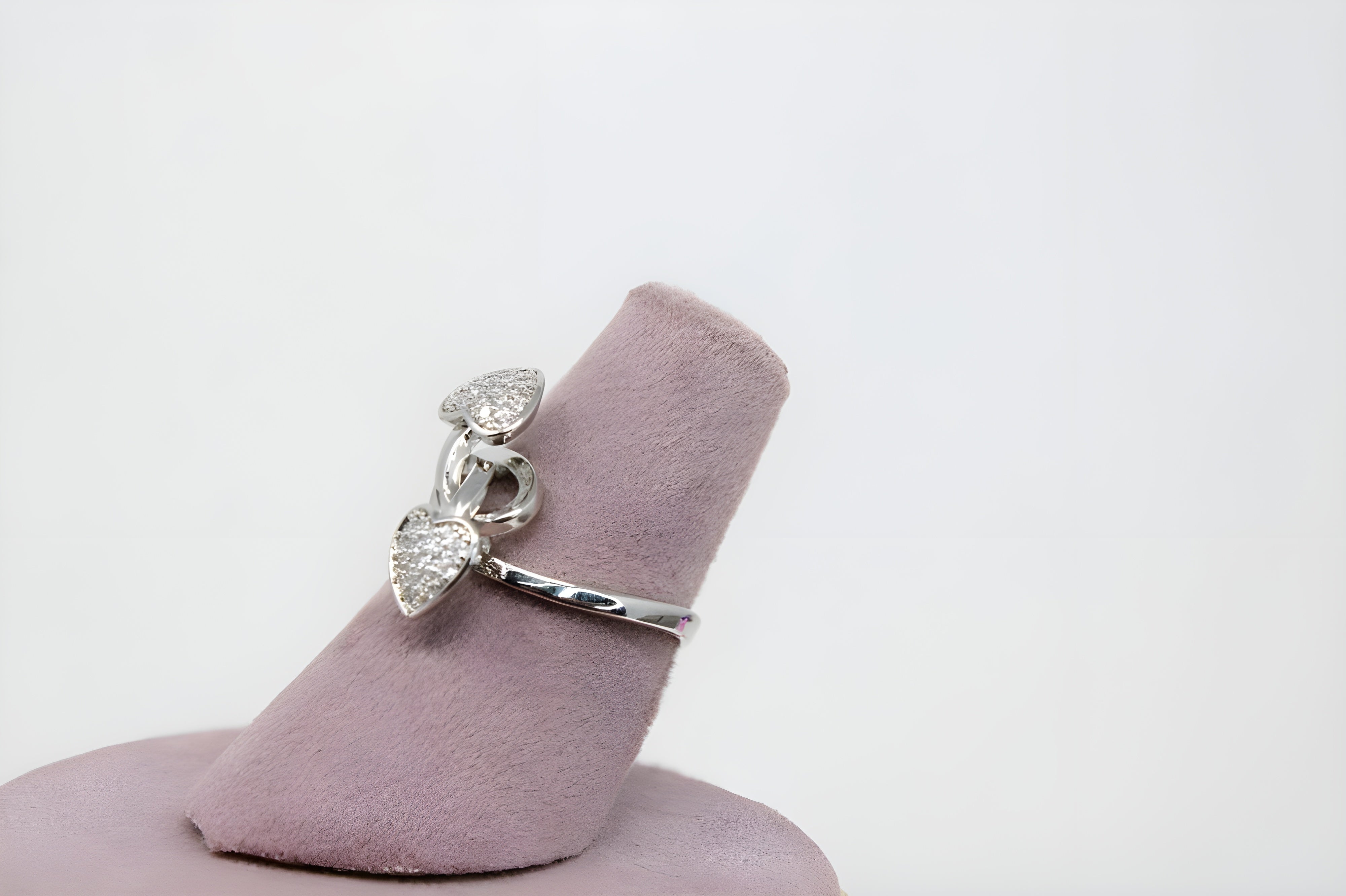 Silver Heart Crystal Ring