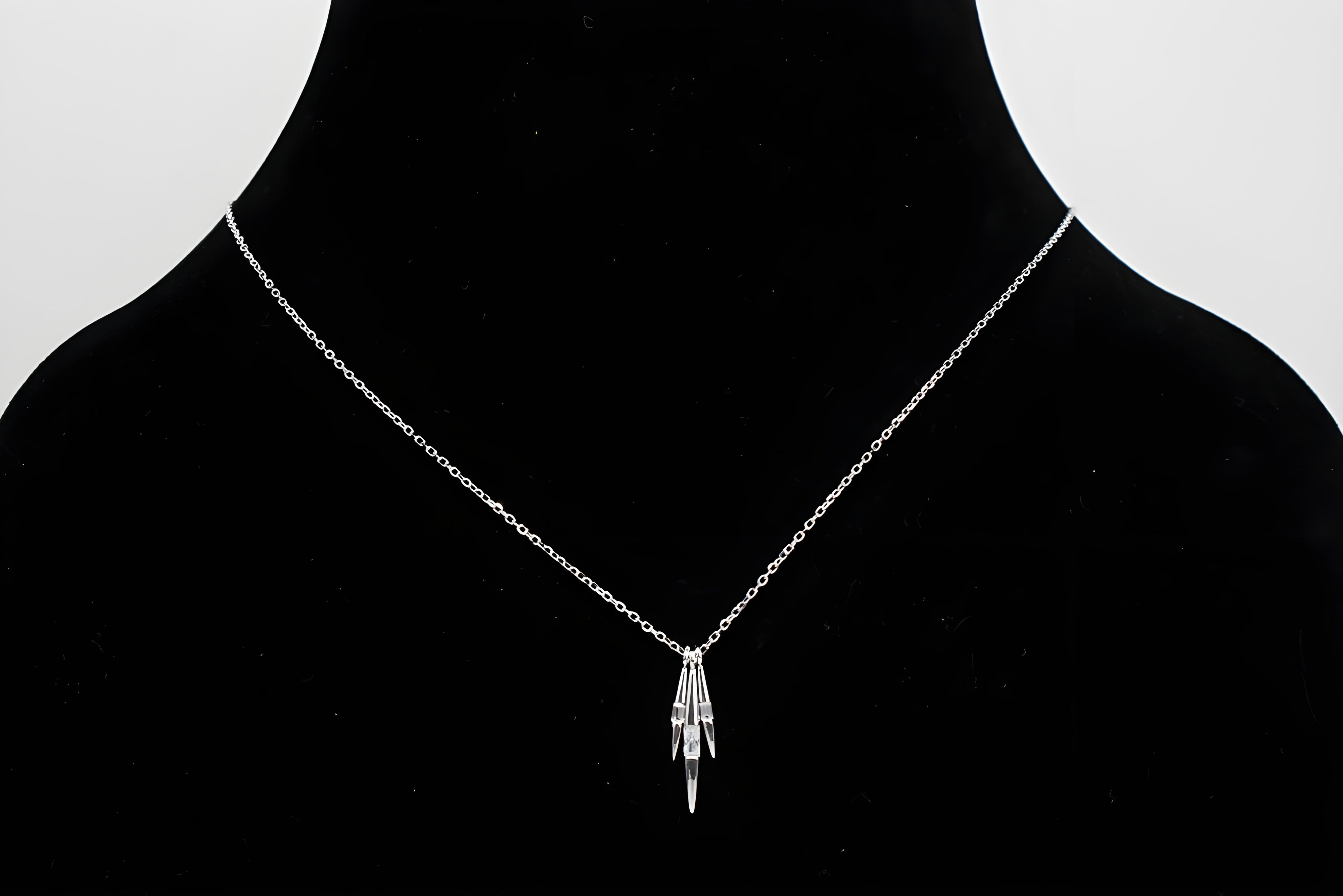 VeeLux Premium Crystal Tri-Line Pendant in Sterling Silver