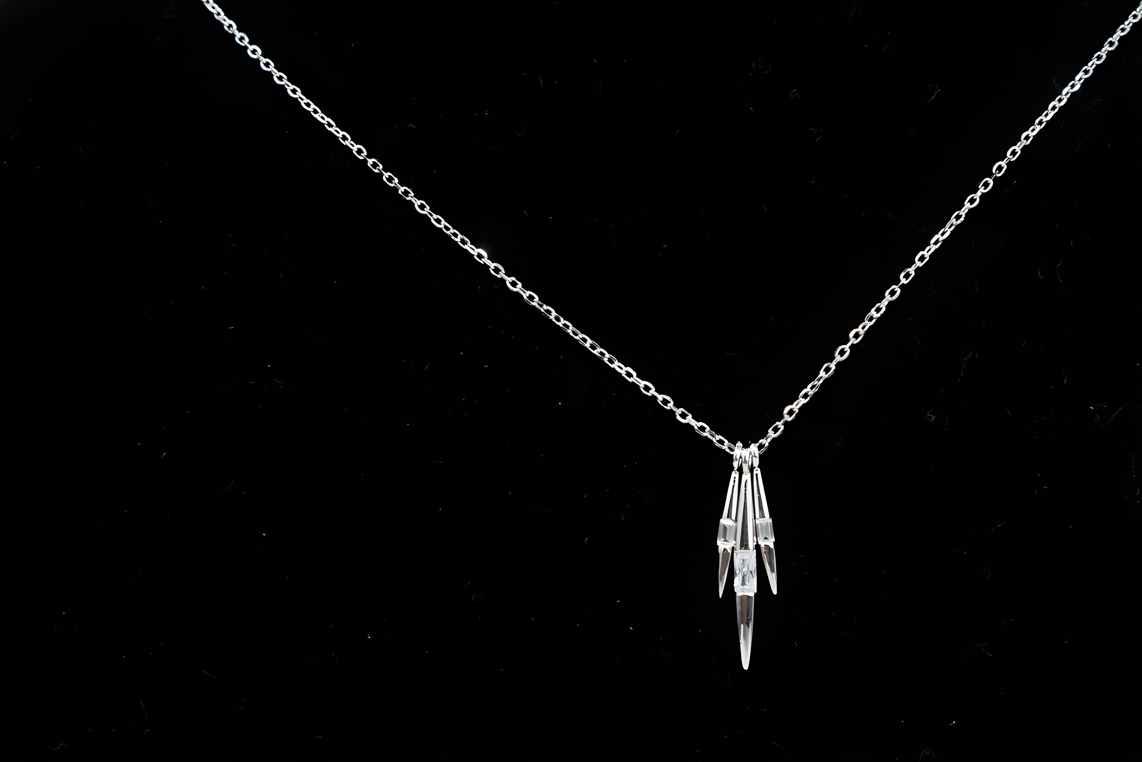 VeeLux Premium Crystal Tri-Line Pendant in Sterling Silver