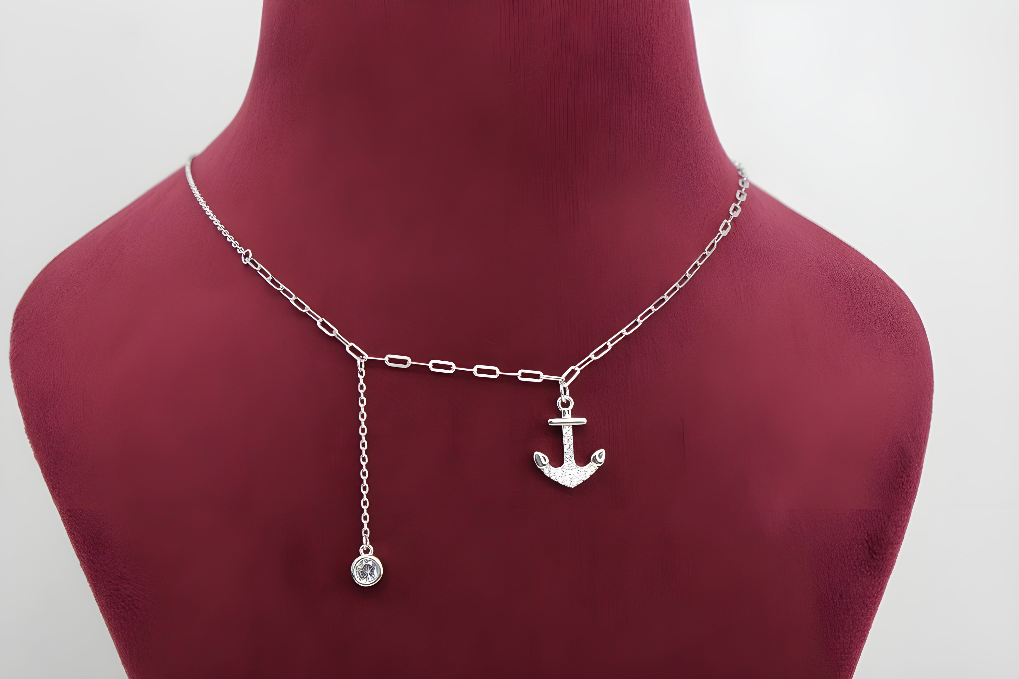 Sterling Silver VeeLux Premium Crystal Anchor Pendant