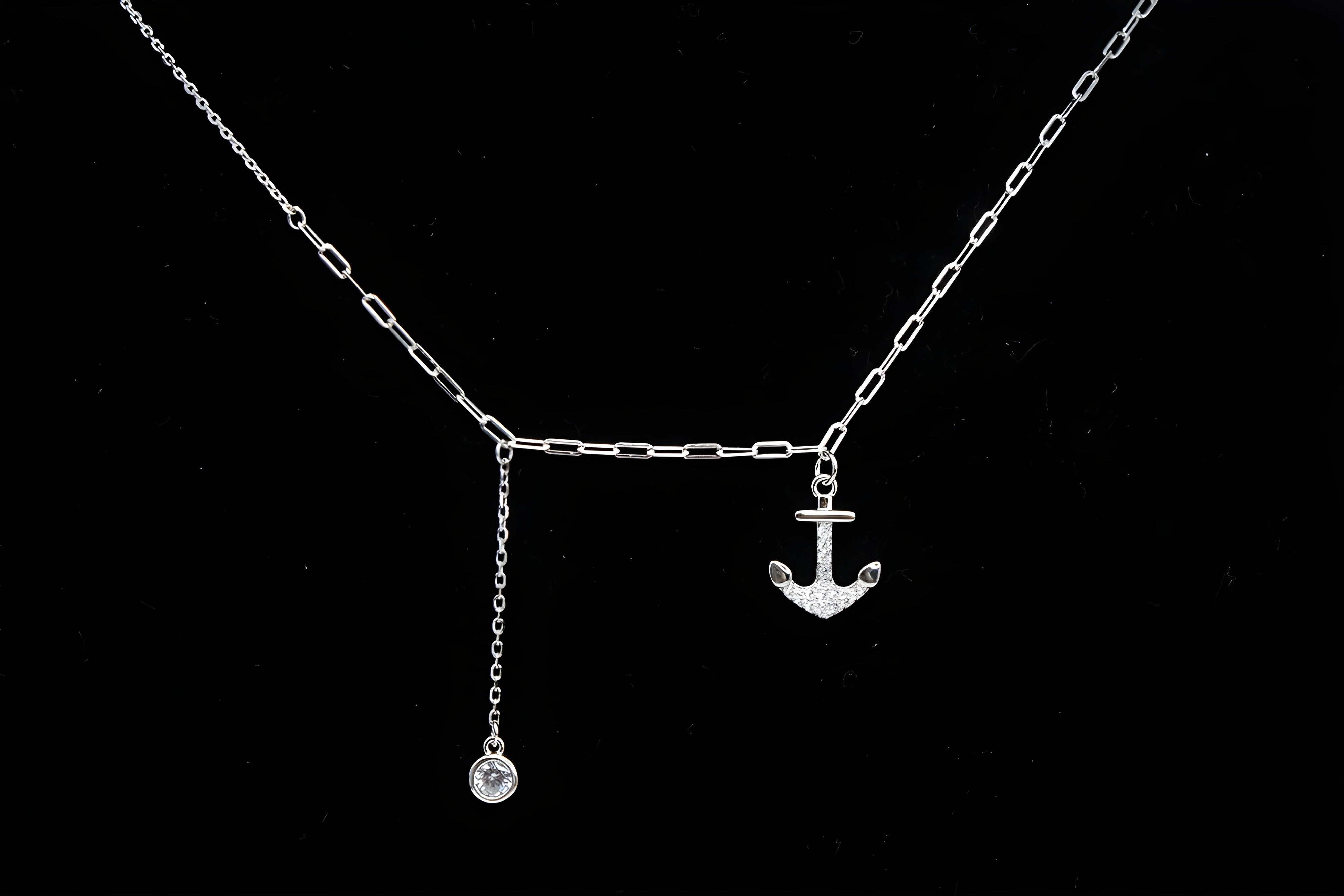 Sterling Silver VeeLux Premium Crystal Anchor Pendant