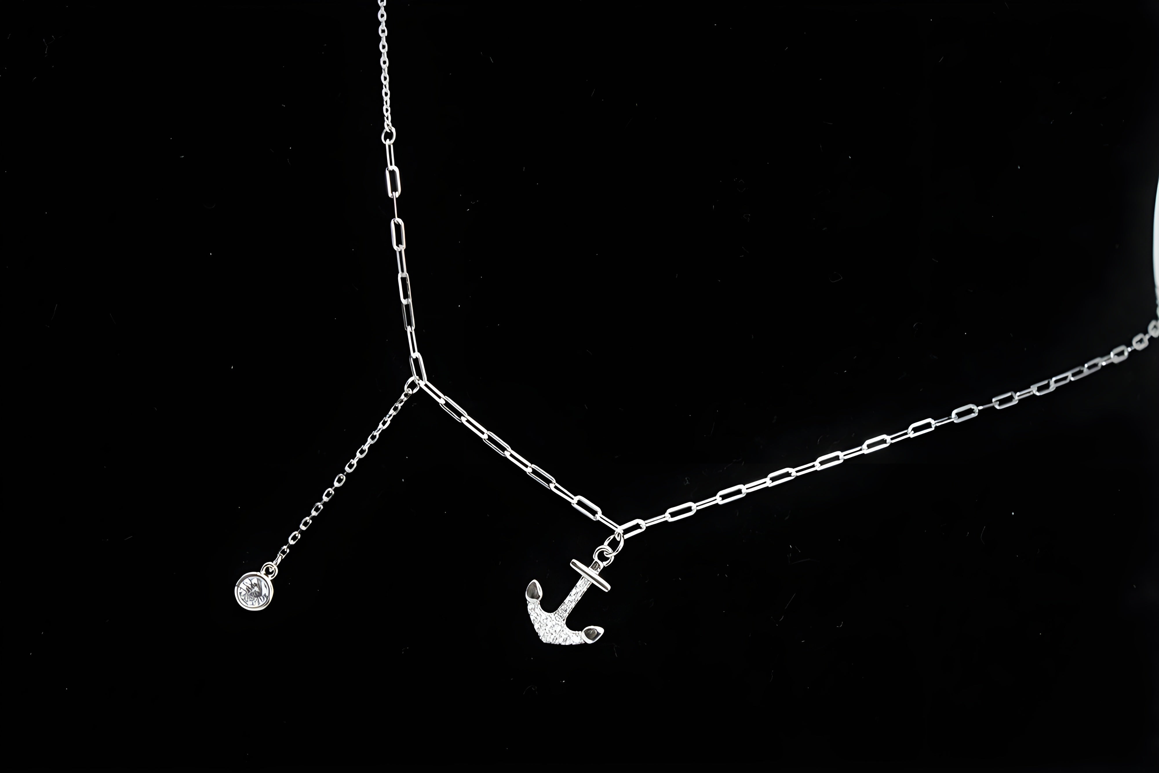 Sterling Silver VeeLux Premium Crystal Anchor Pendant