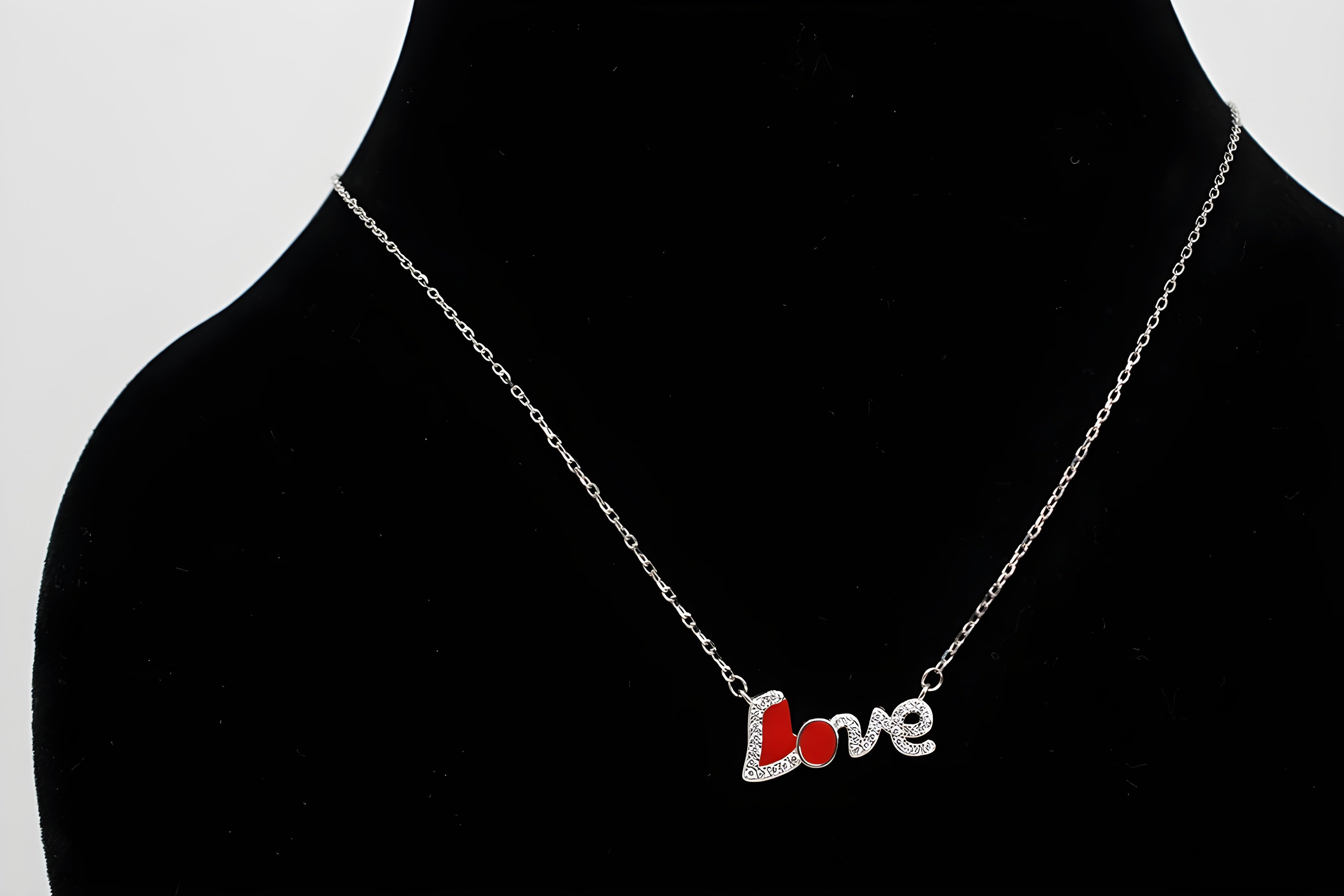 Sterling Silver Swarovski Crystal LOVE Written Pendant