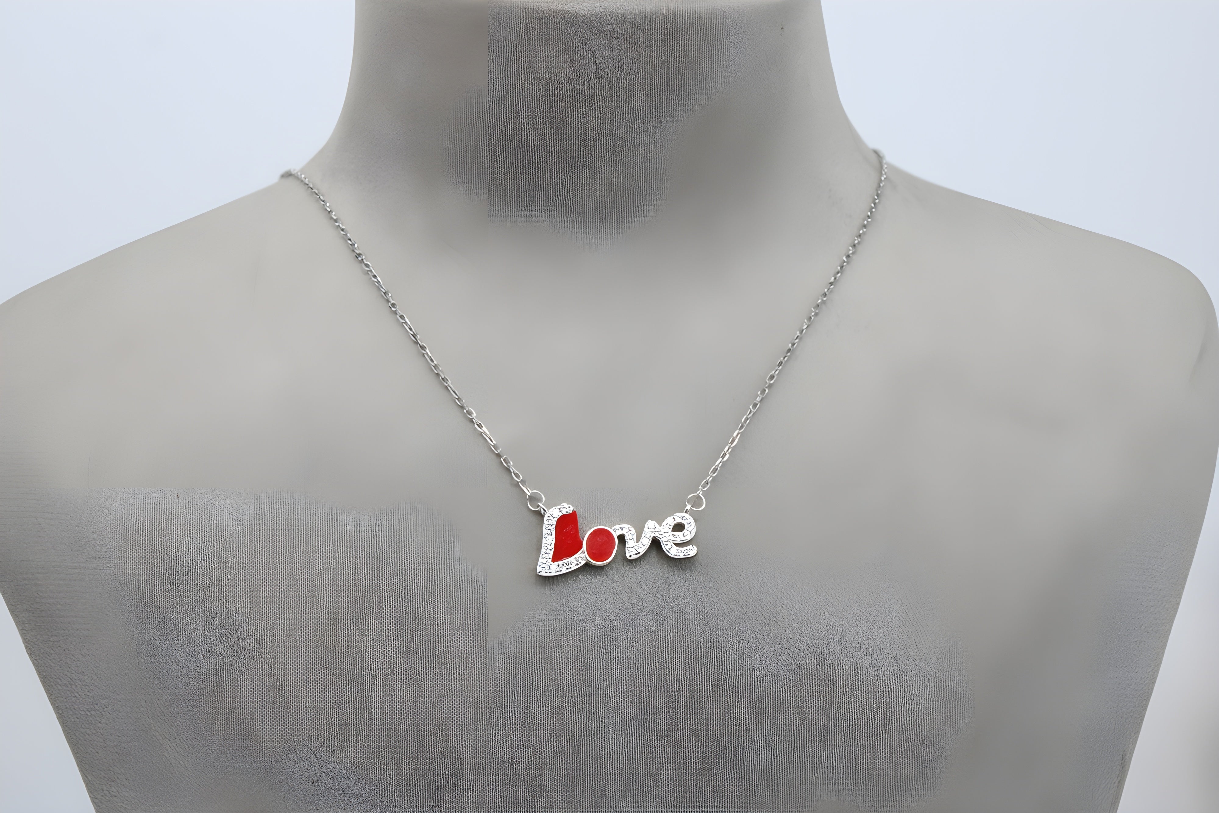 Sterling Silver Swarovski Crystal LOVE Written Pendant