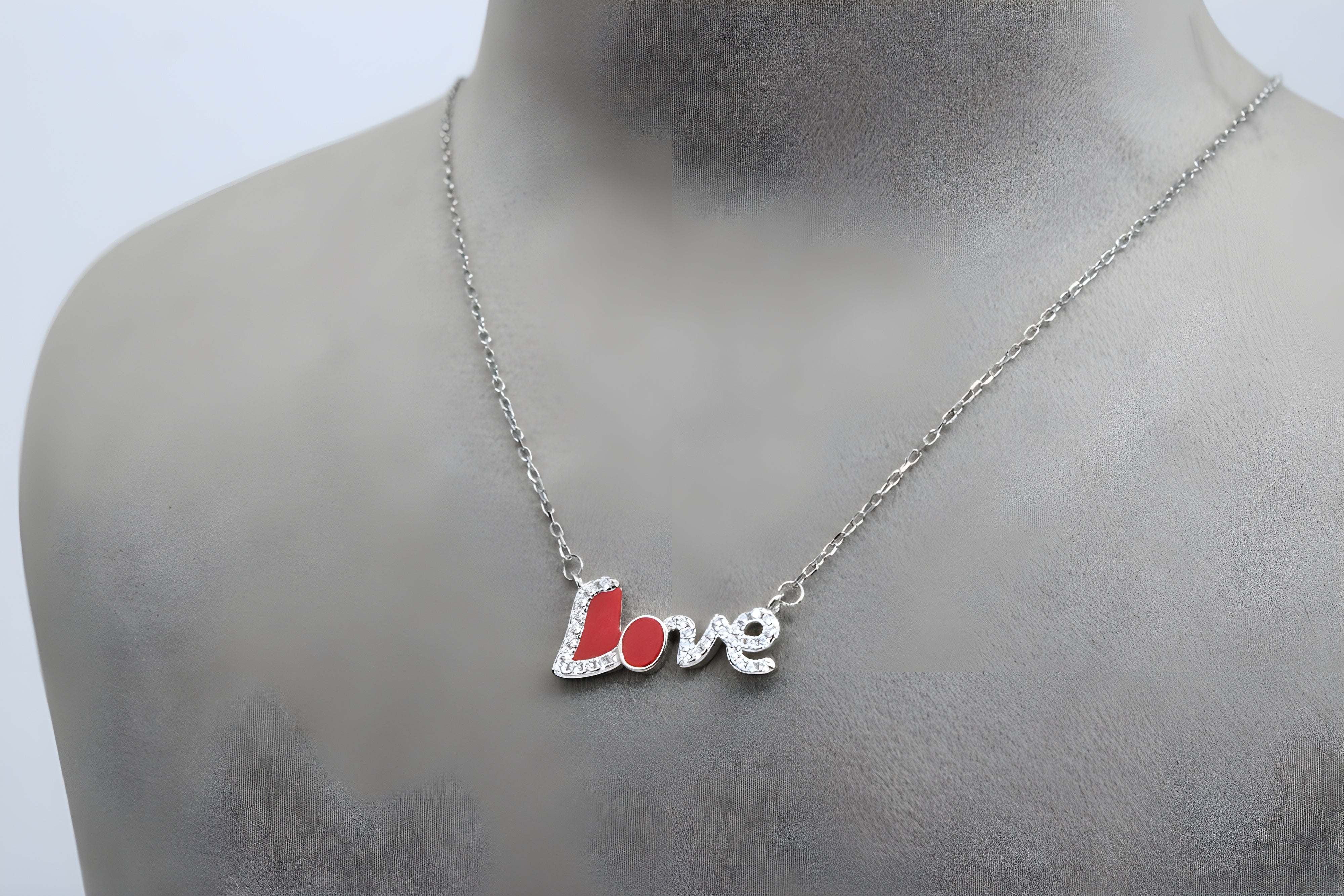 Sterling Silver Swarovski Crystal LOVE Written Pendant