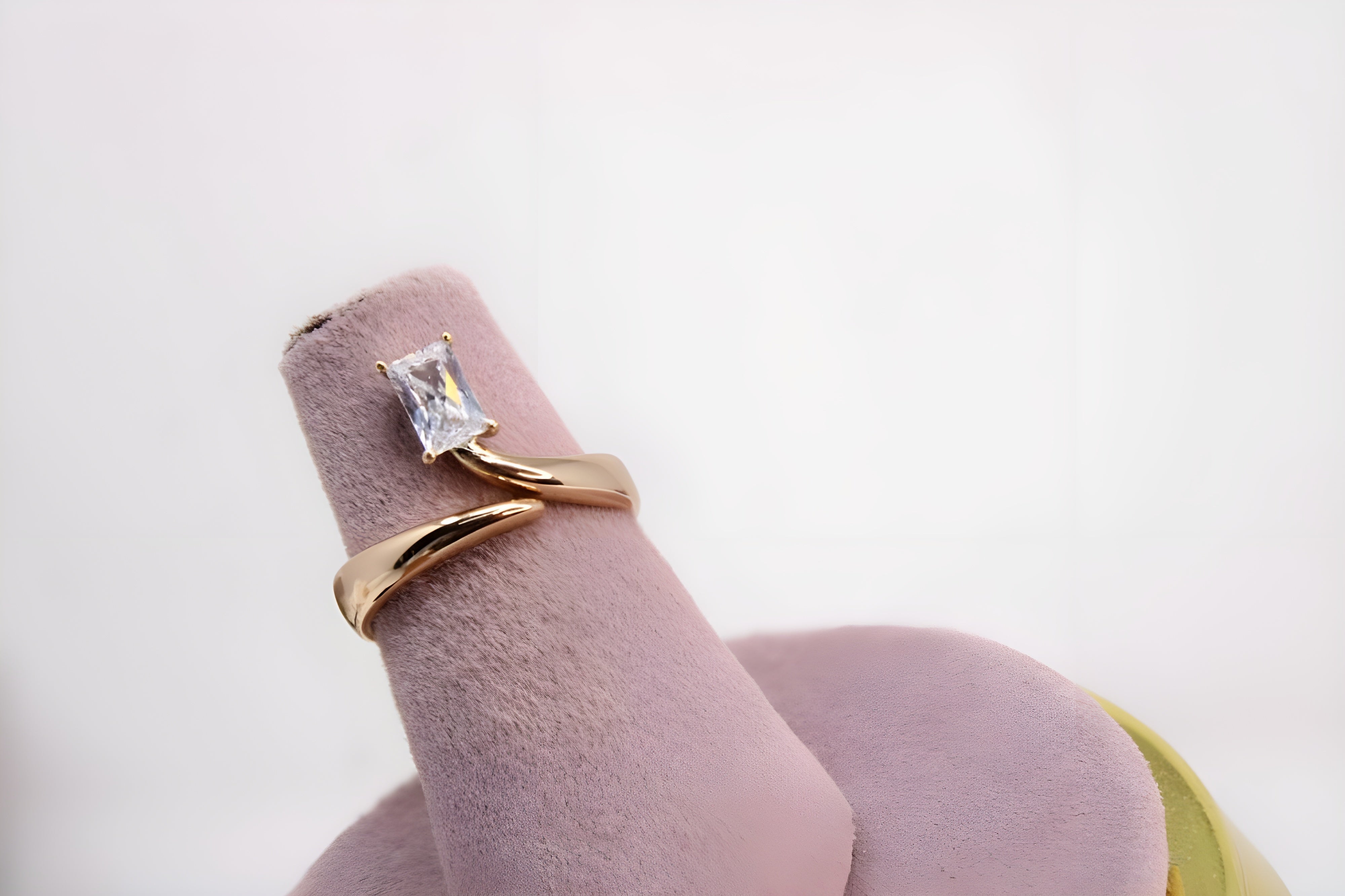 Golden Radiance Rectangle Ring