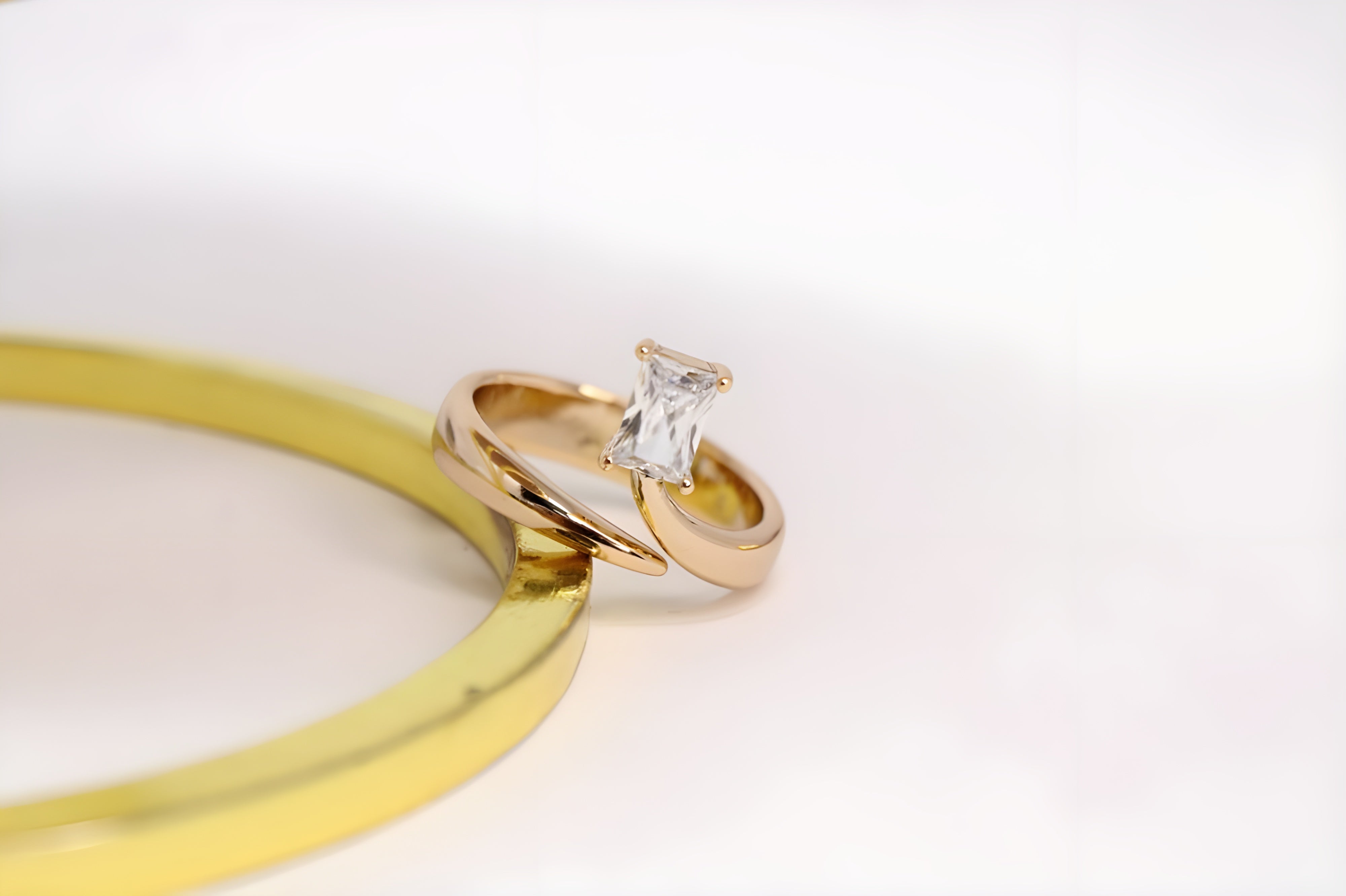 Golden Radiance Rectangle Ring