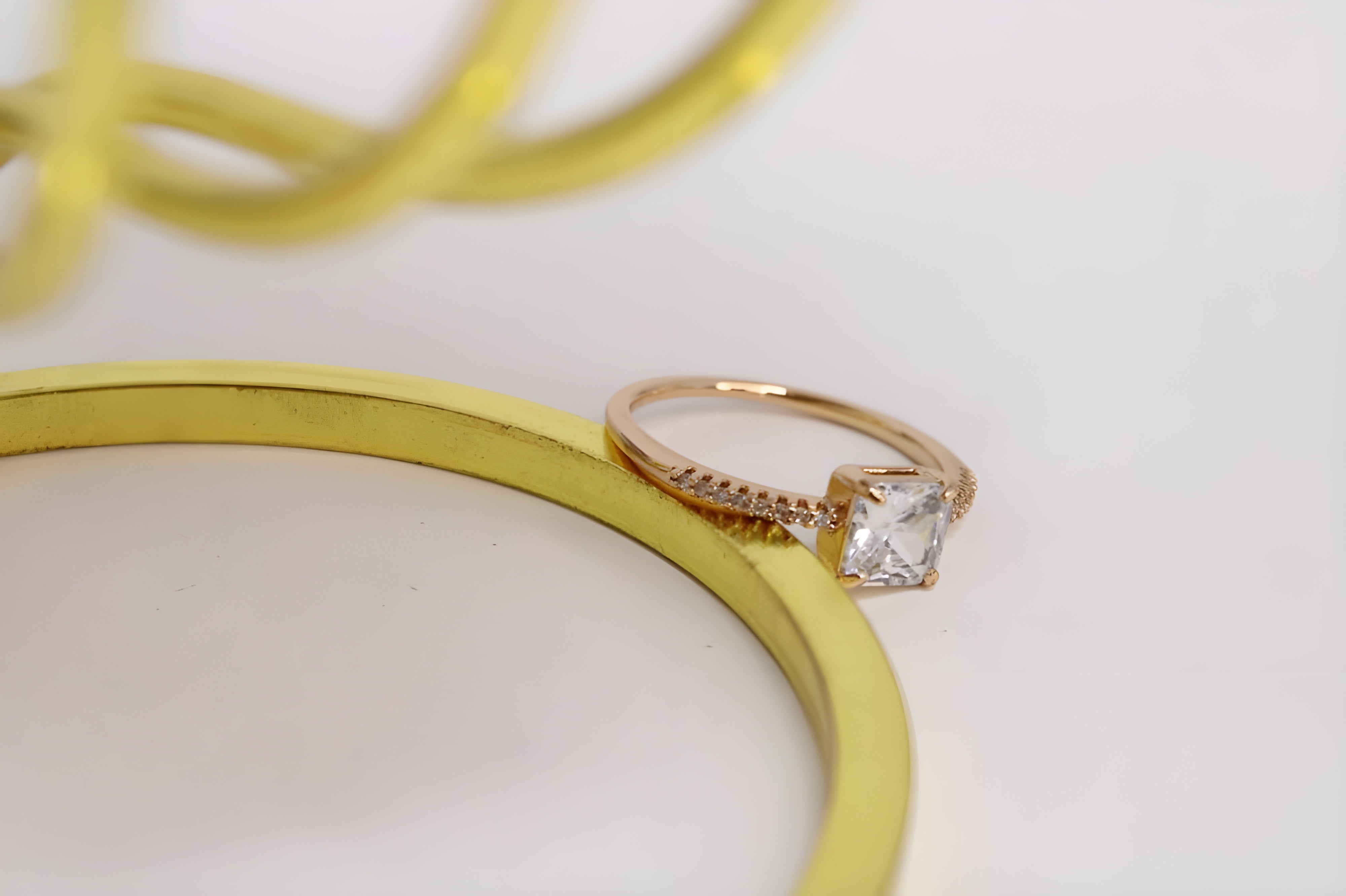 Golden Radiant Rectangle Ring