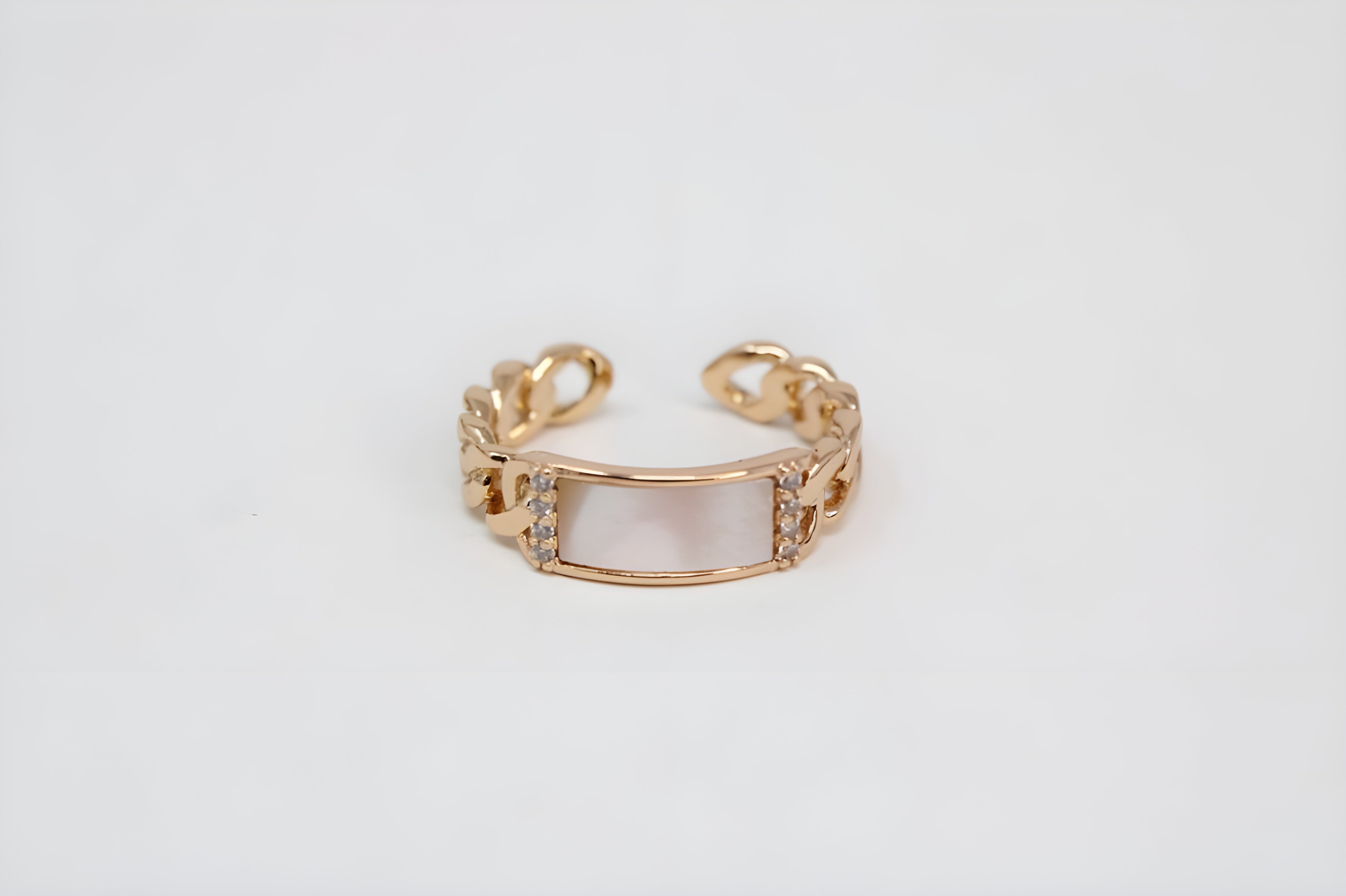 Golden Chainlink Crystal Ring