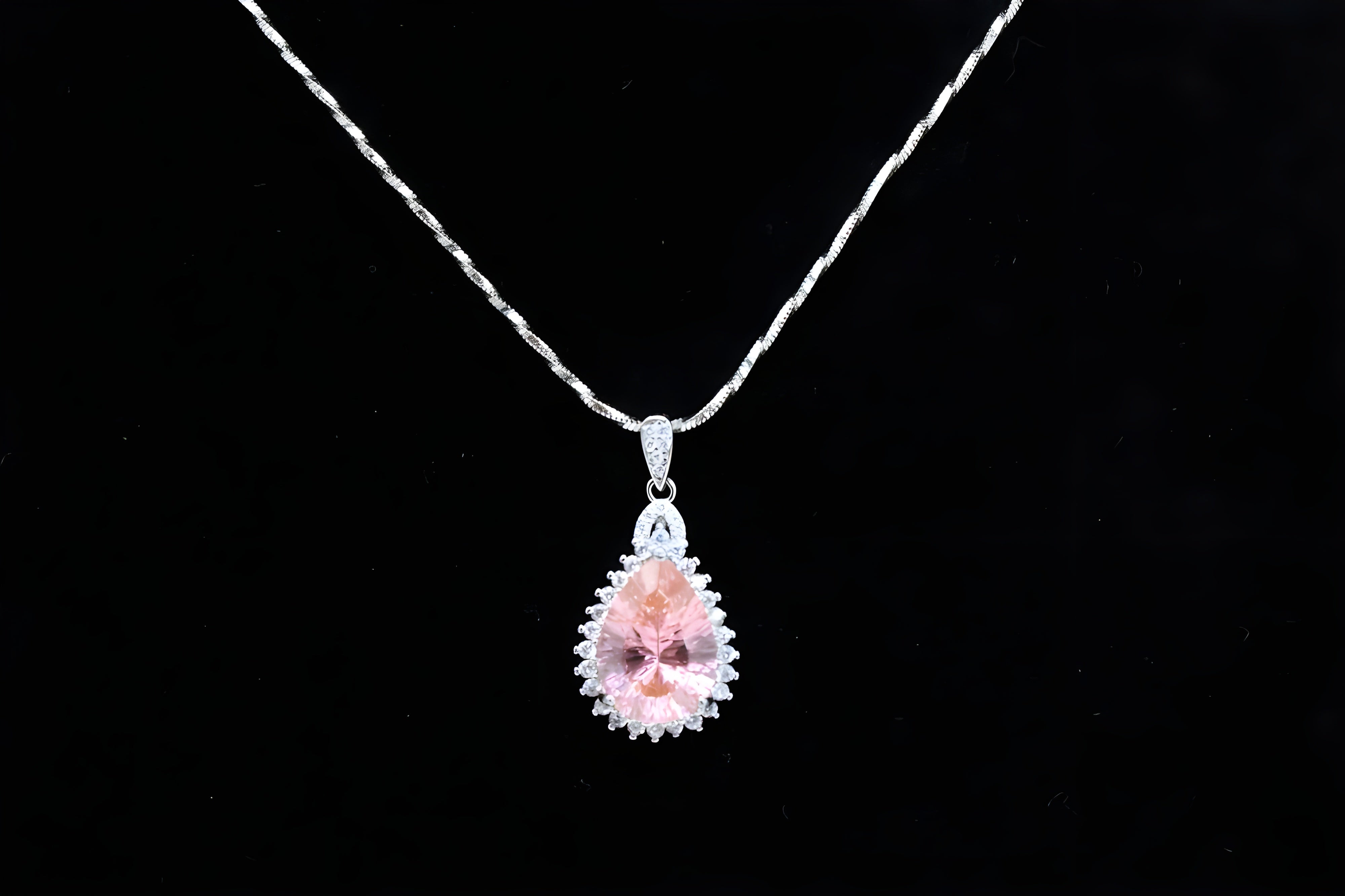 Luminous Peach Halo Crystal Pendant