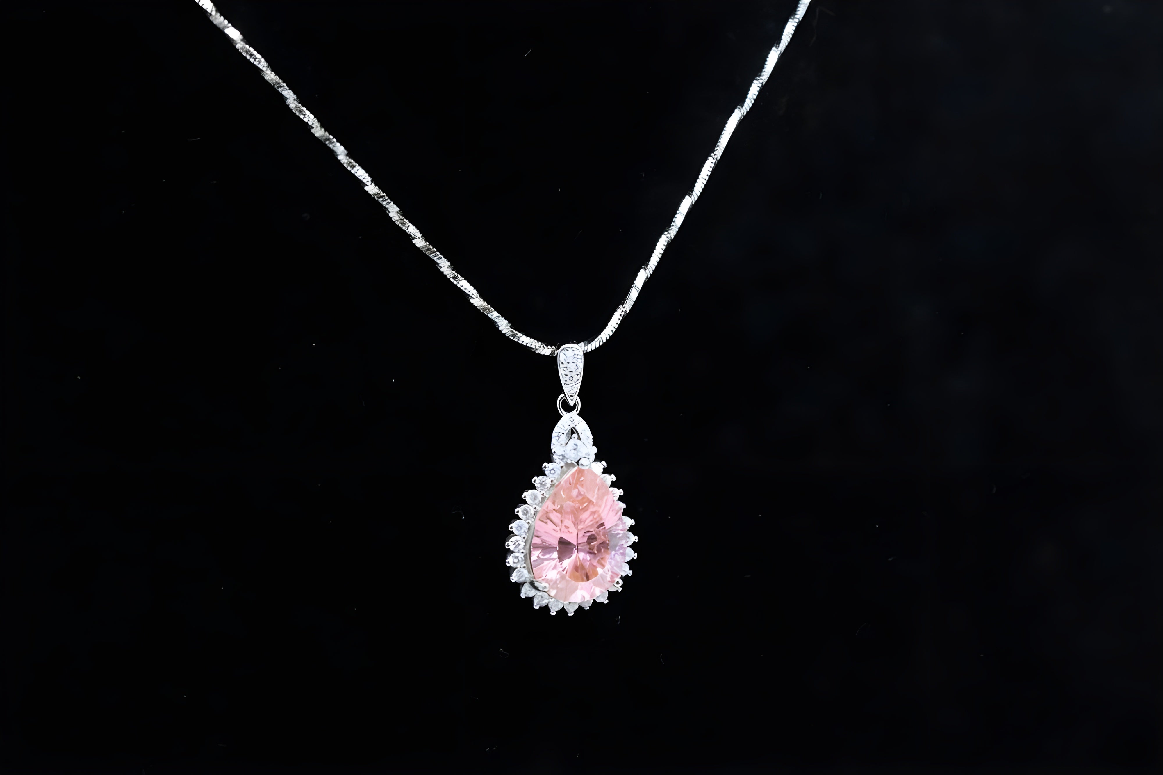 Luminous Peach Halo Crystal Pendant