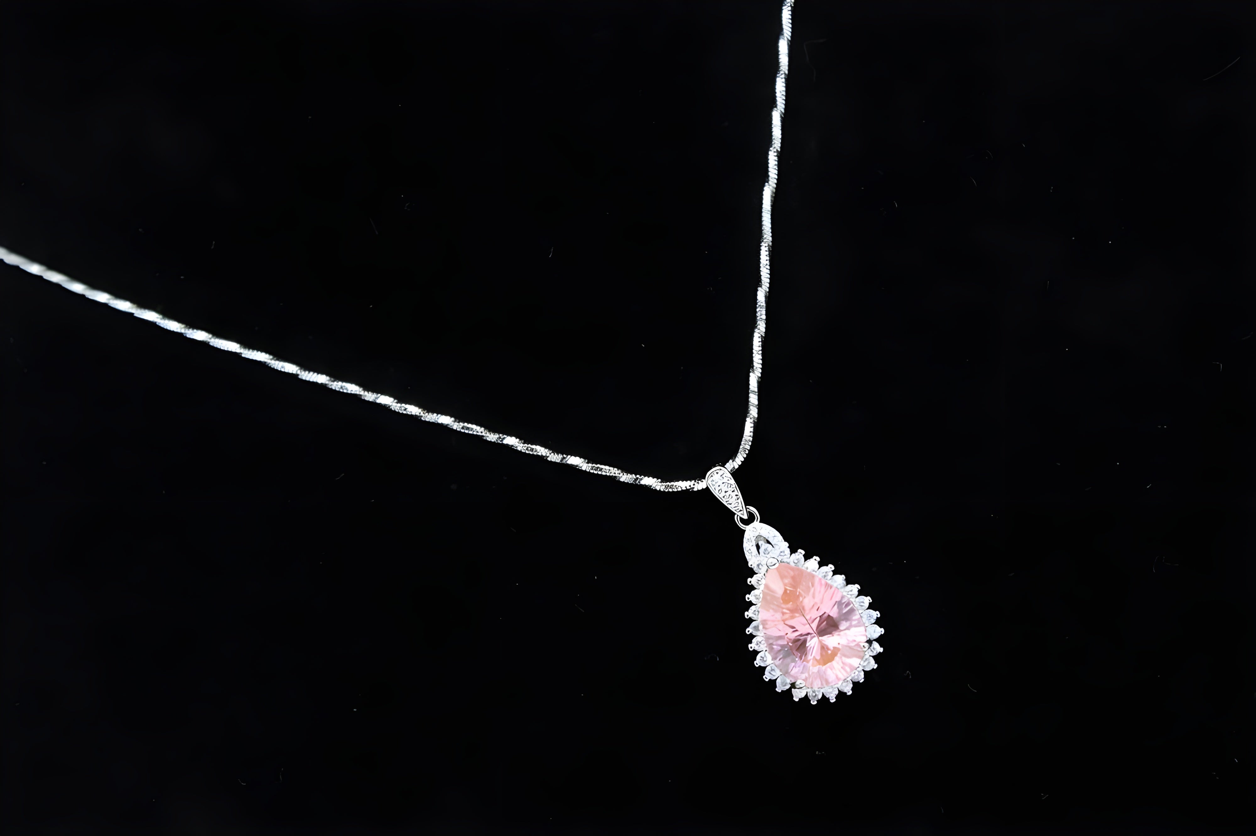 Luminous Peach Halo Crystal Pendant