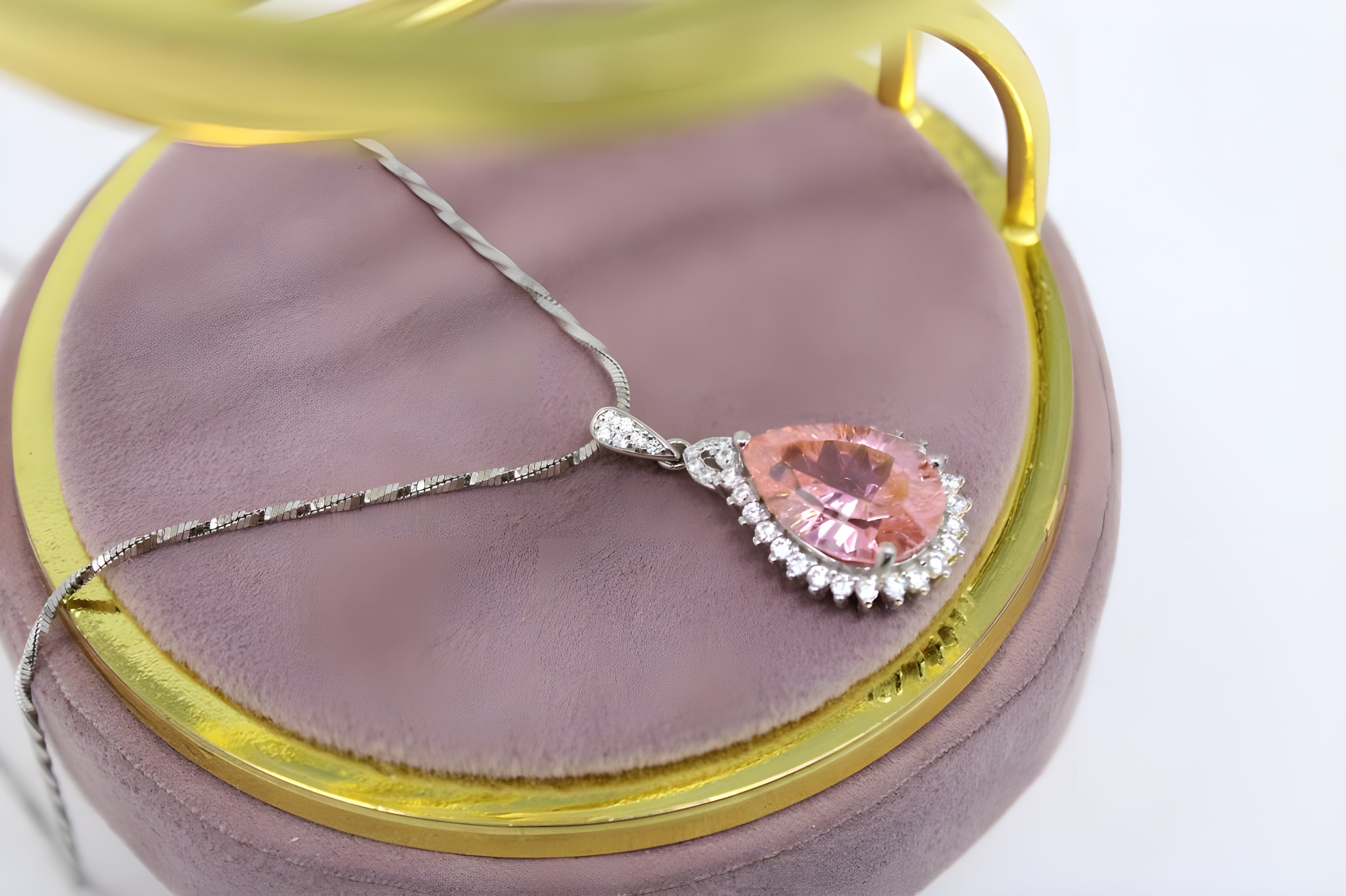 Luminous Peach Halo Crystal Pendant