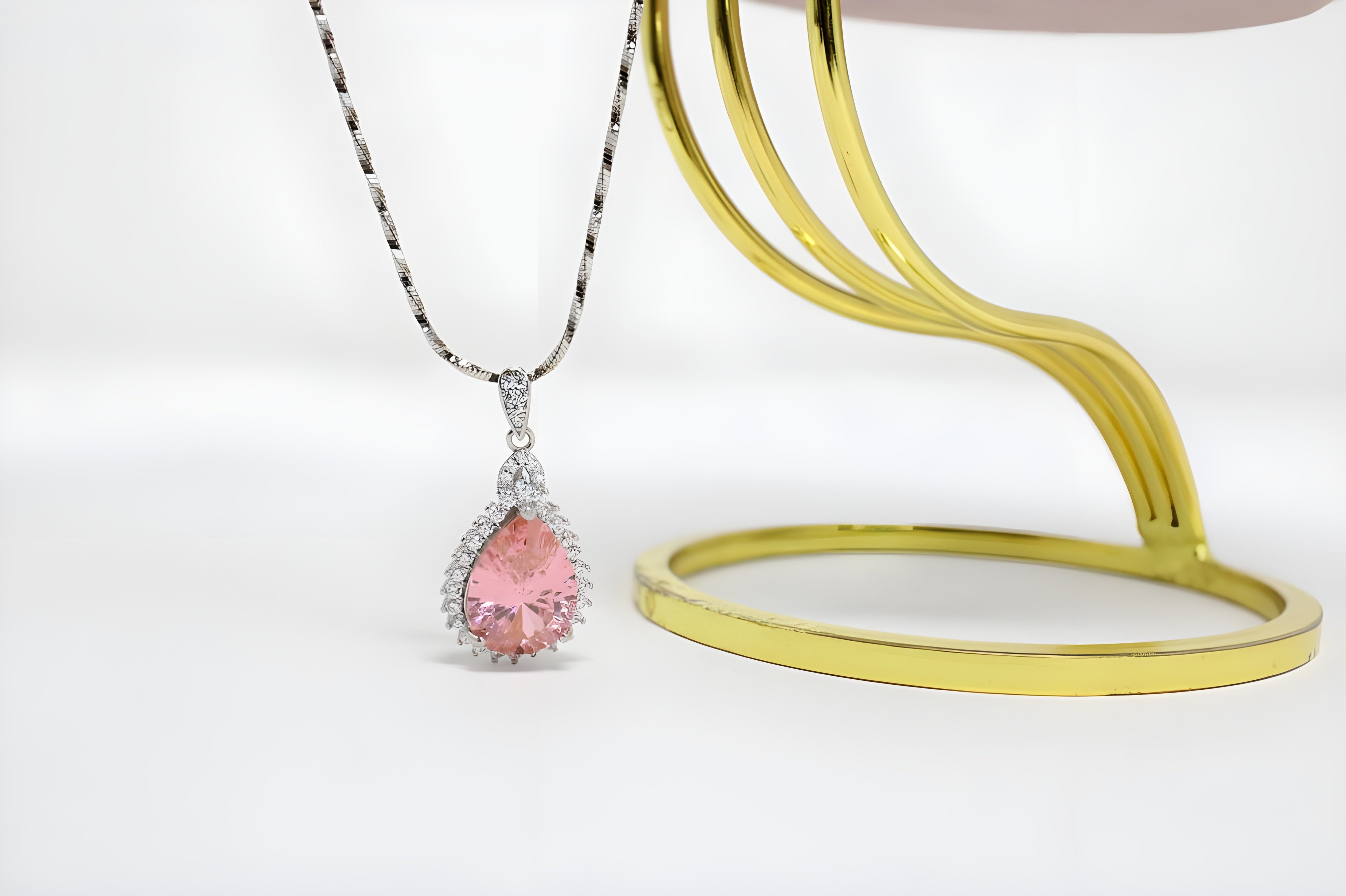 Luminous Peach Halo Crystal Pendant