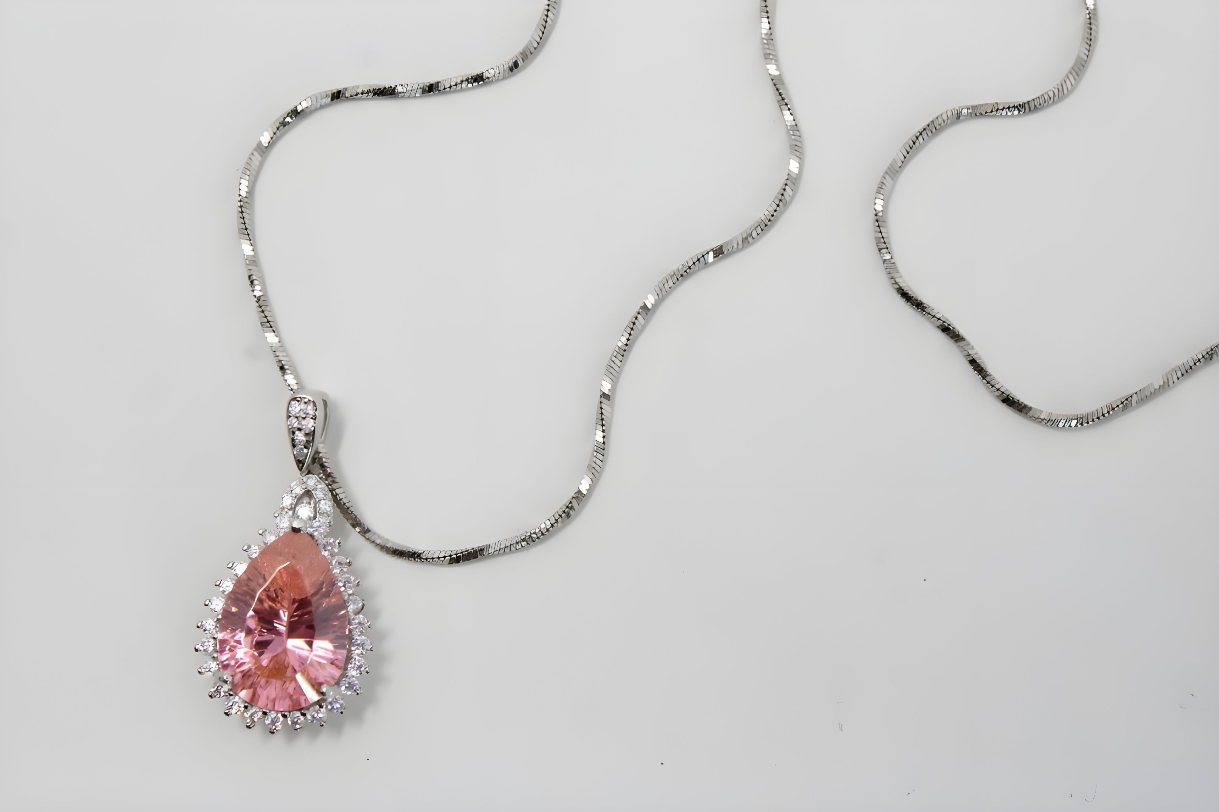 Luminous Peach Halo Crystal Pendant