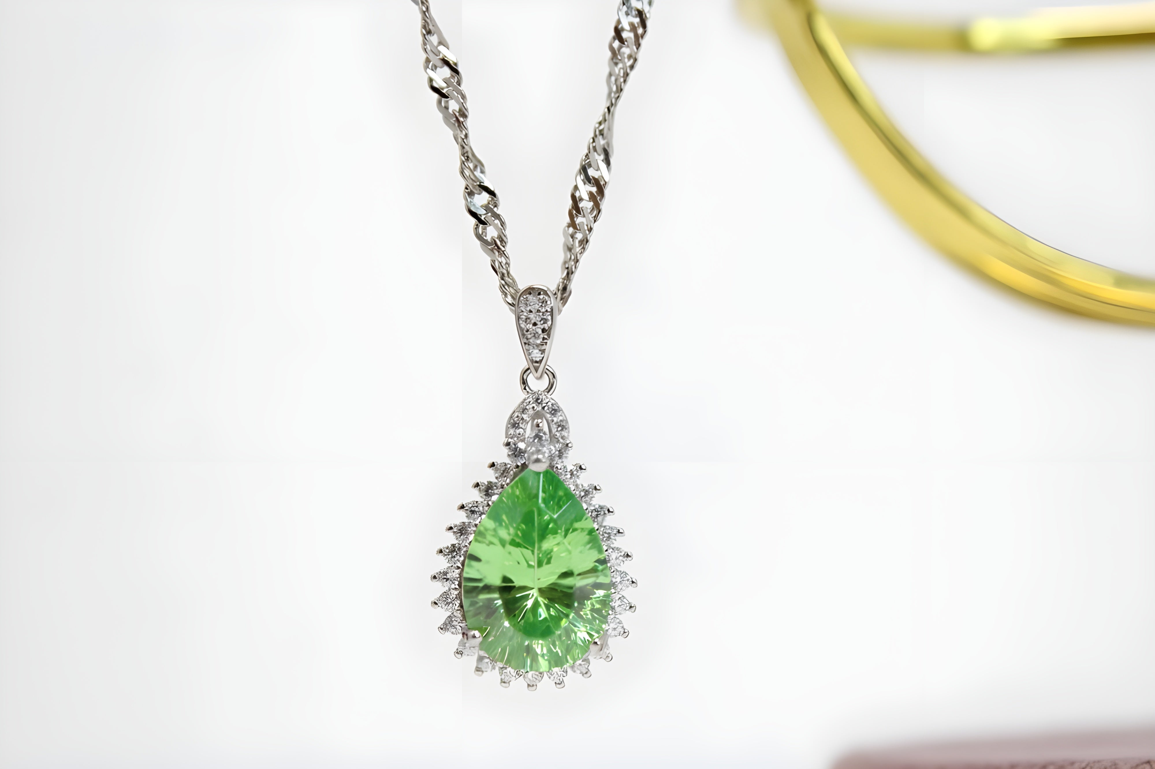 Verdant Glow Teardrop VeeLux Premium Crystal Pendant