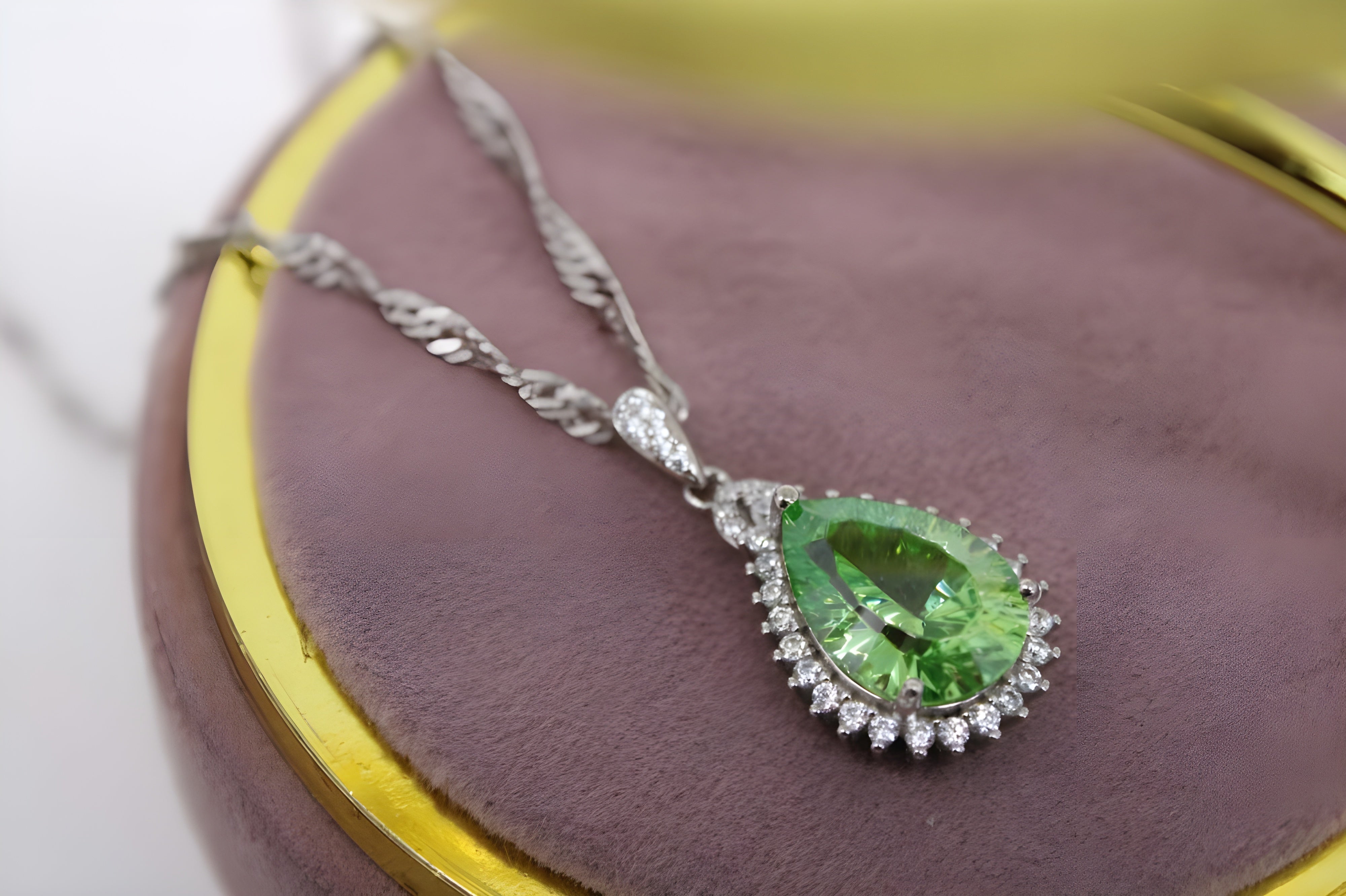 Verdant Glow Teardrop VeeLux Premium Crystal Pendant