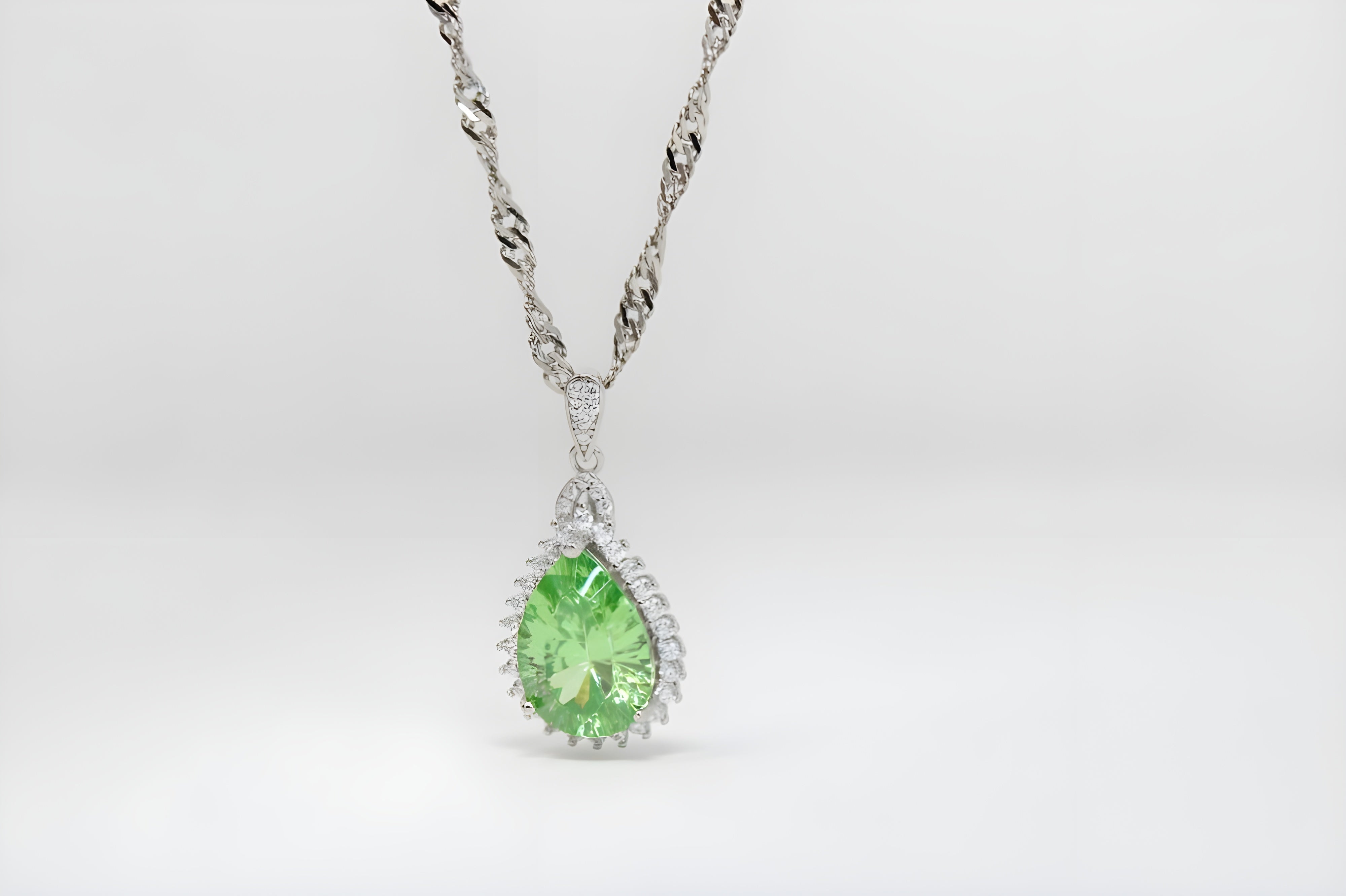 Verdant Glow Teardrop VeeLux Premium Crystal Pendant