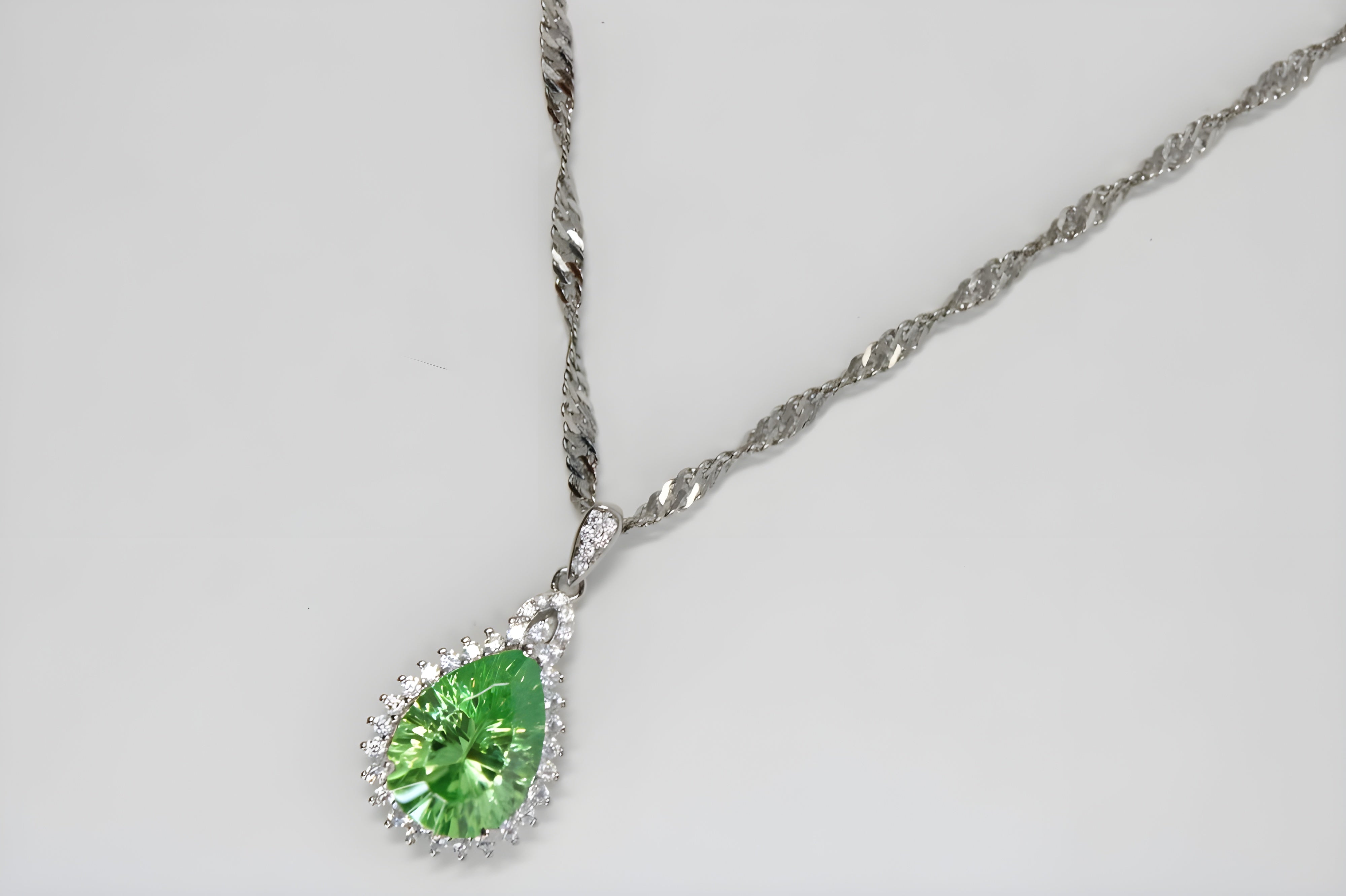 Verdant Glow Teardrop VeeLux Premium Crystal Pendant