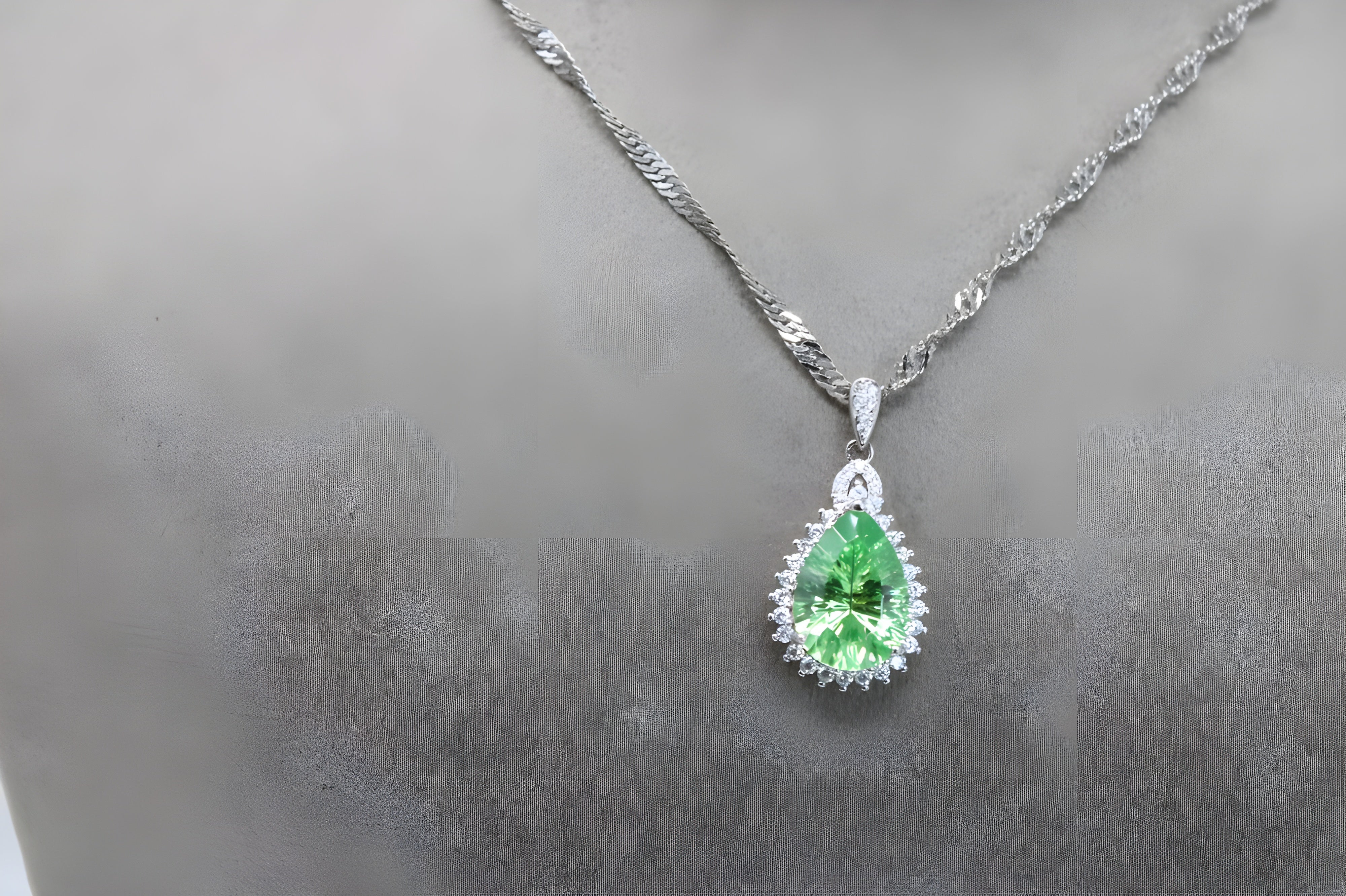 Verdant Glow Teardrop VeeLux Premium Crystal Pendant