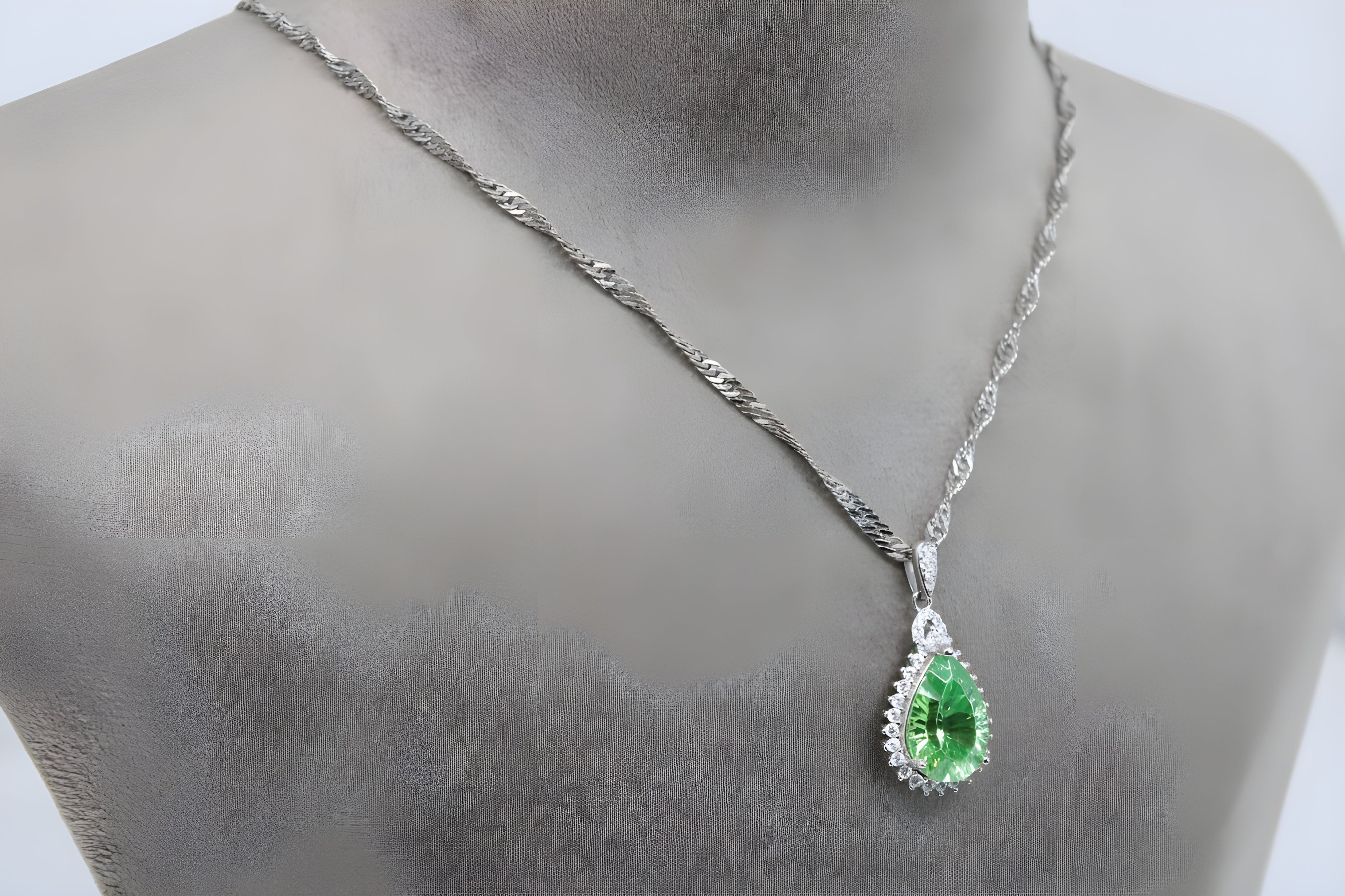 Verdant Glow Teardrop VeeLux Premium Crystal Pendant